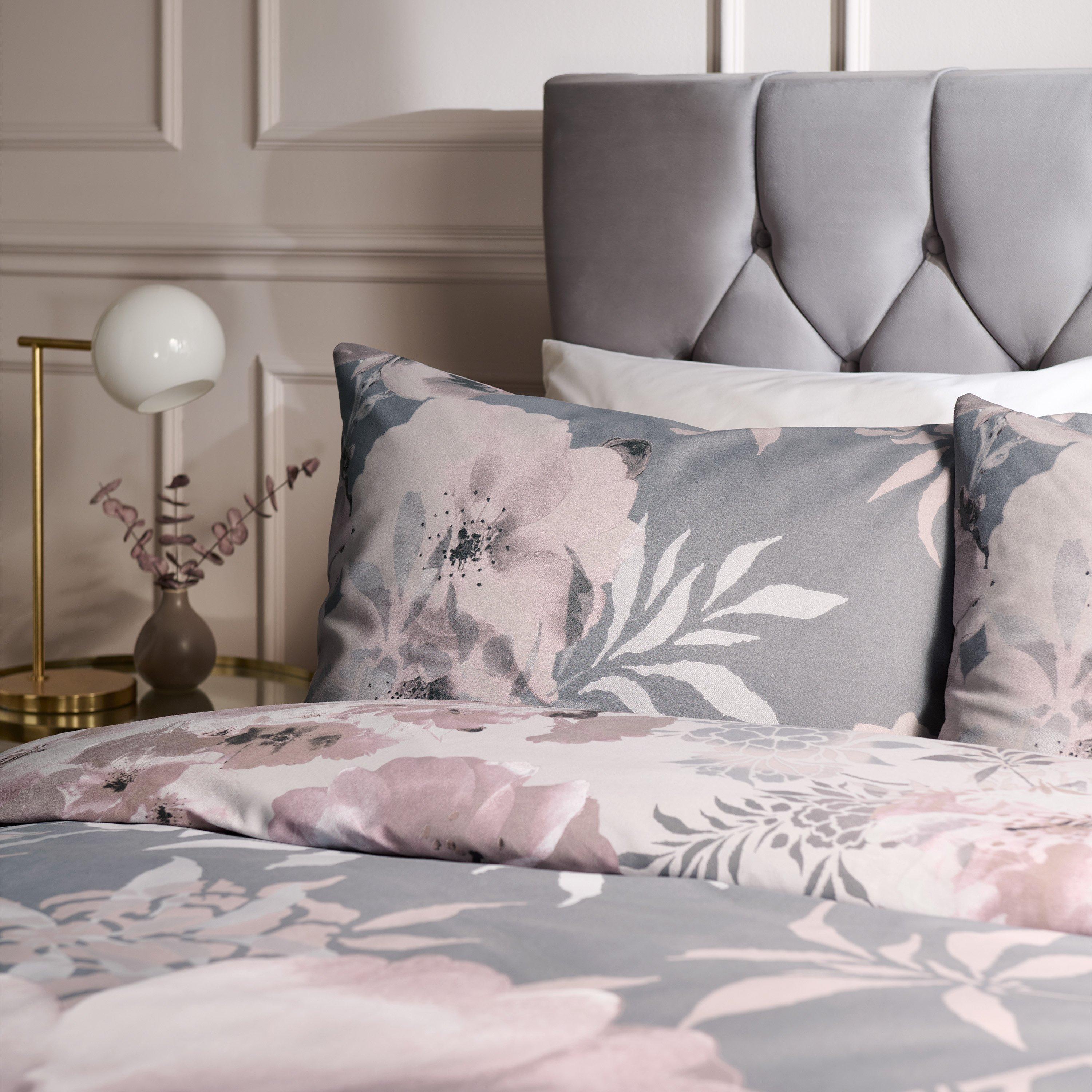 Grey - Catherine Lansfield - Dramatic Floral Reversible Duvet Cover Set - 3