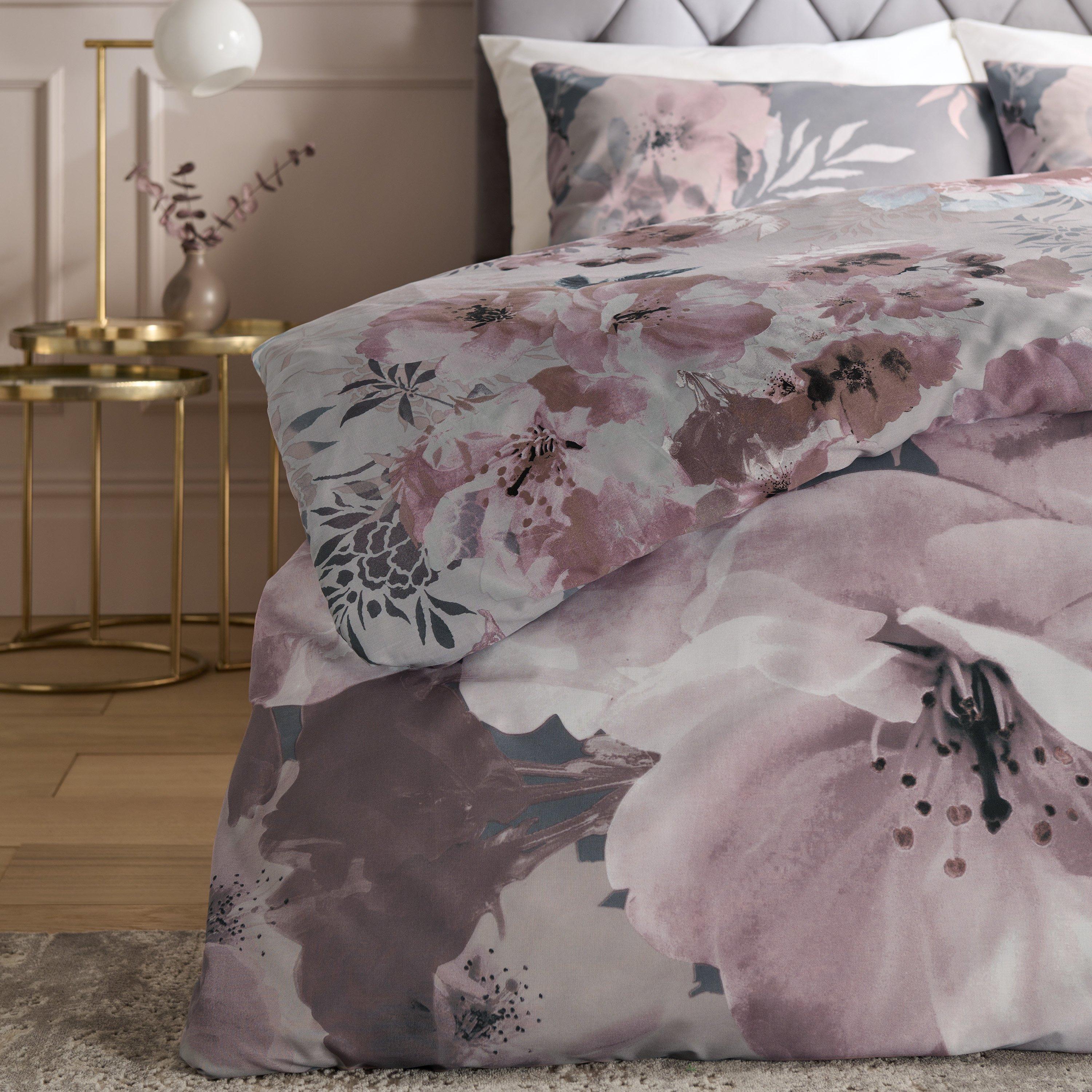 Grey - Catherine Lansfield - Dramatic Floral Reversible Duvet Cover Set - 4
