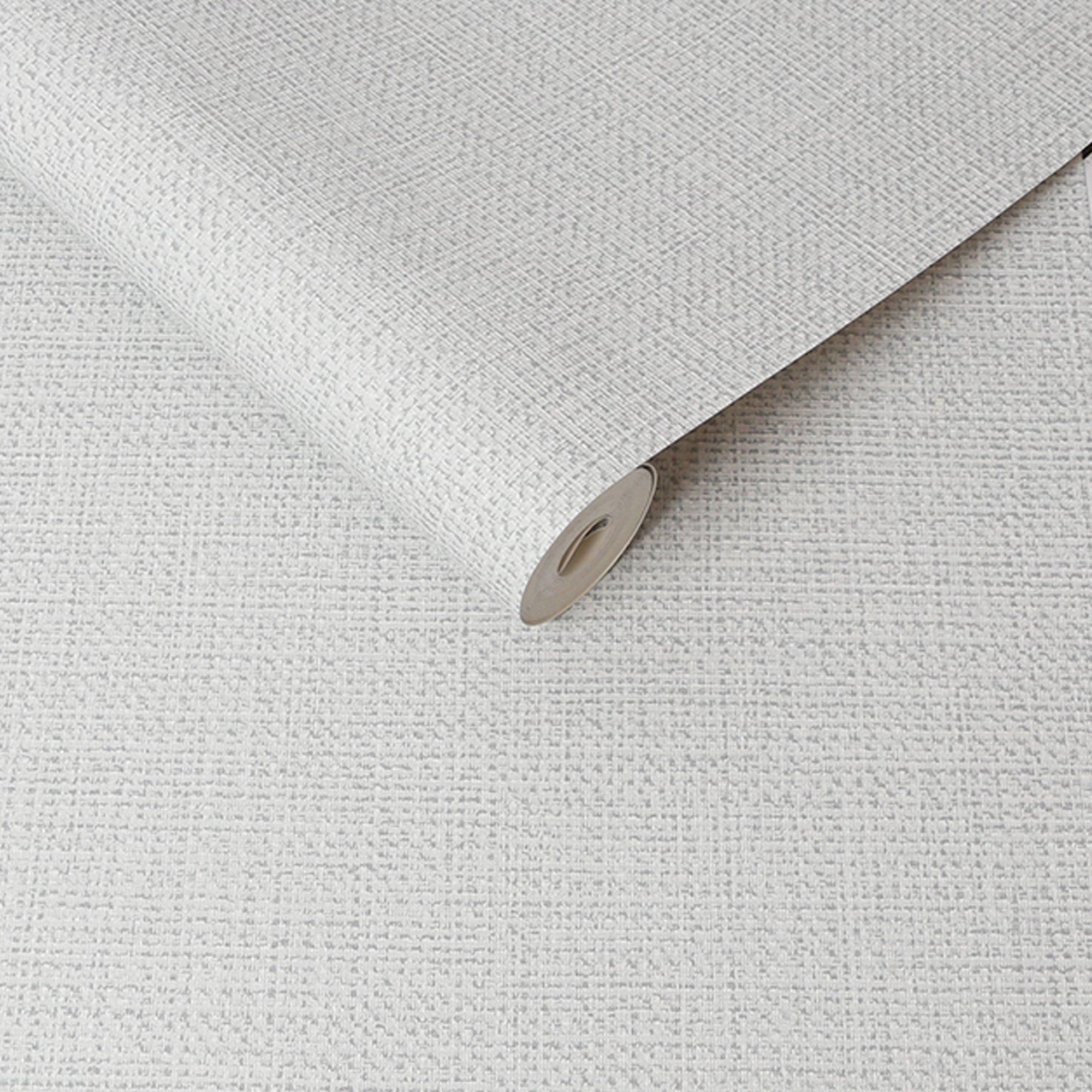 Blue - Superfresco - White Linen Flat Wallpaper - 4