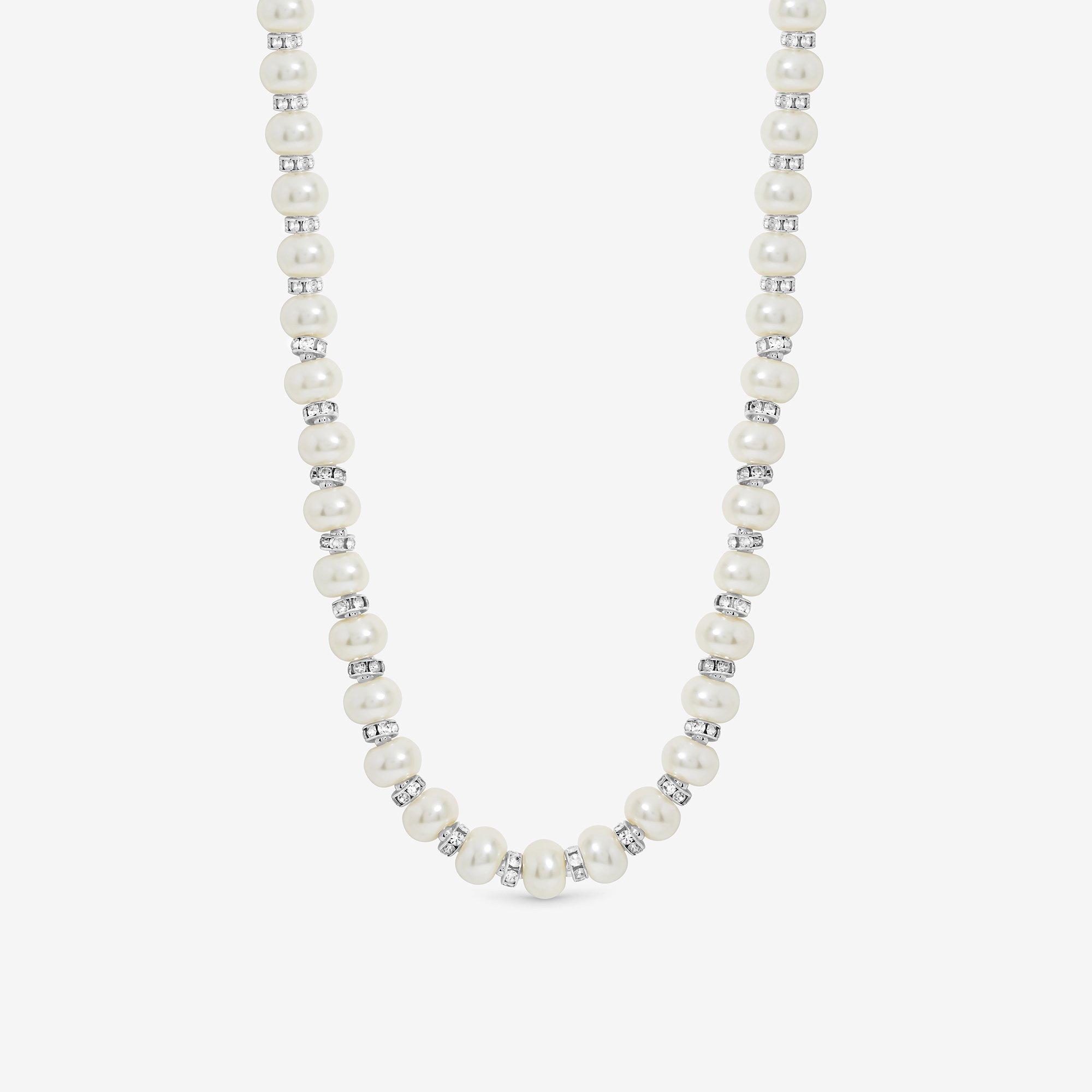 Jon Richard Jon Richard Silver Plated and Pave Pearl Necklace