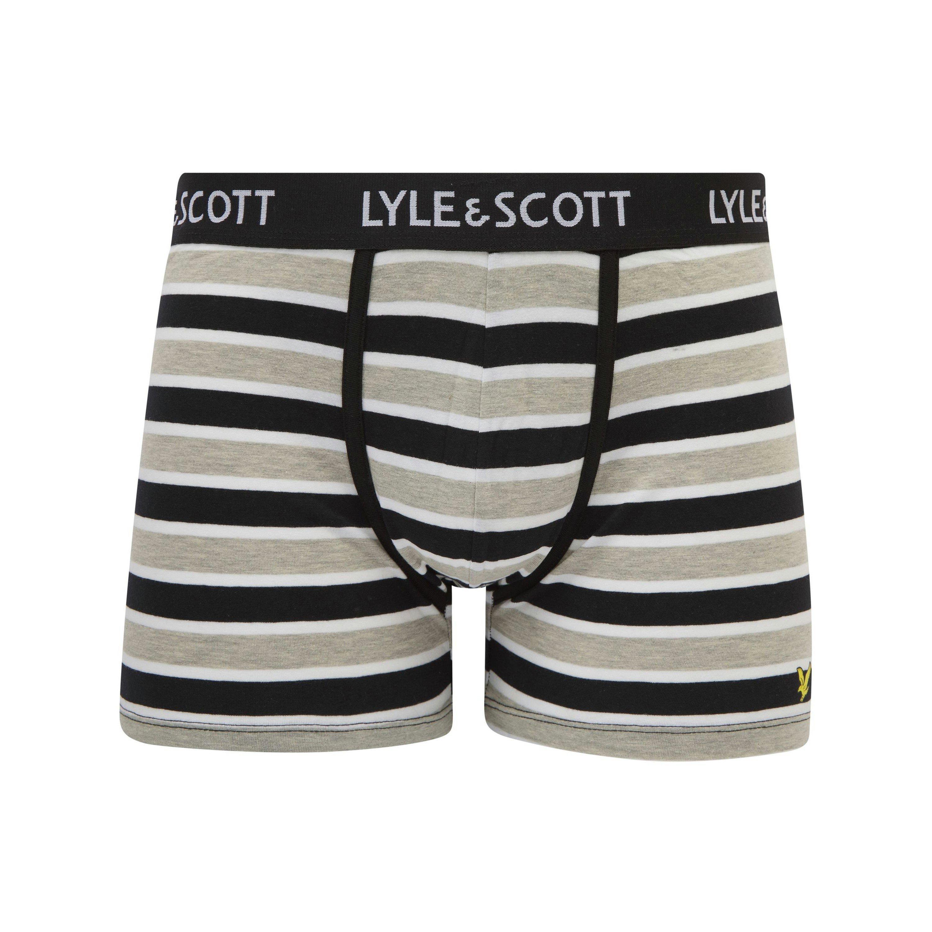 Grey Multi - Lyle and Scott - Men's Ethan Cotton Mid-Rise Boxers 3 Pack - 3