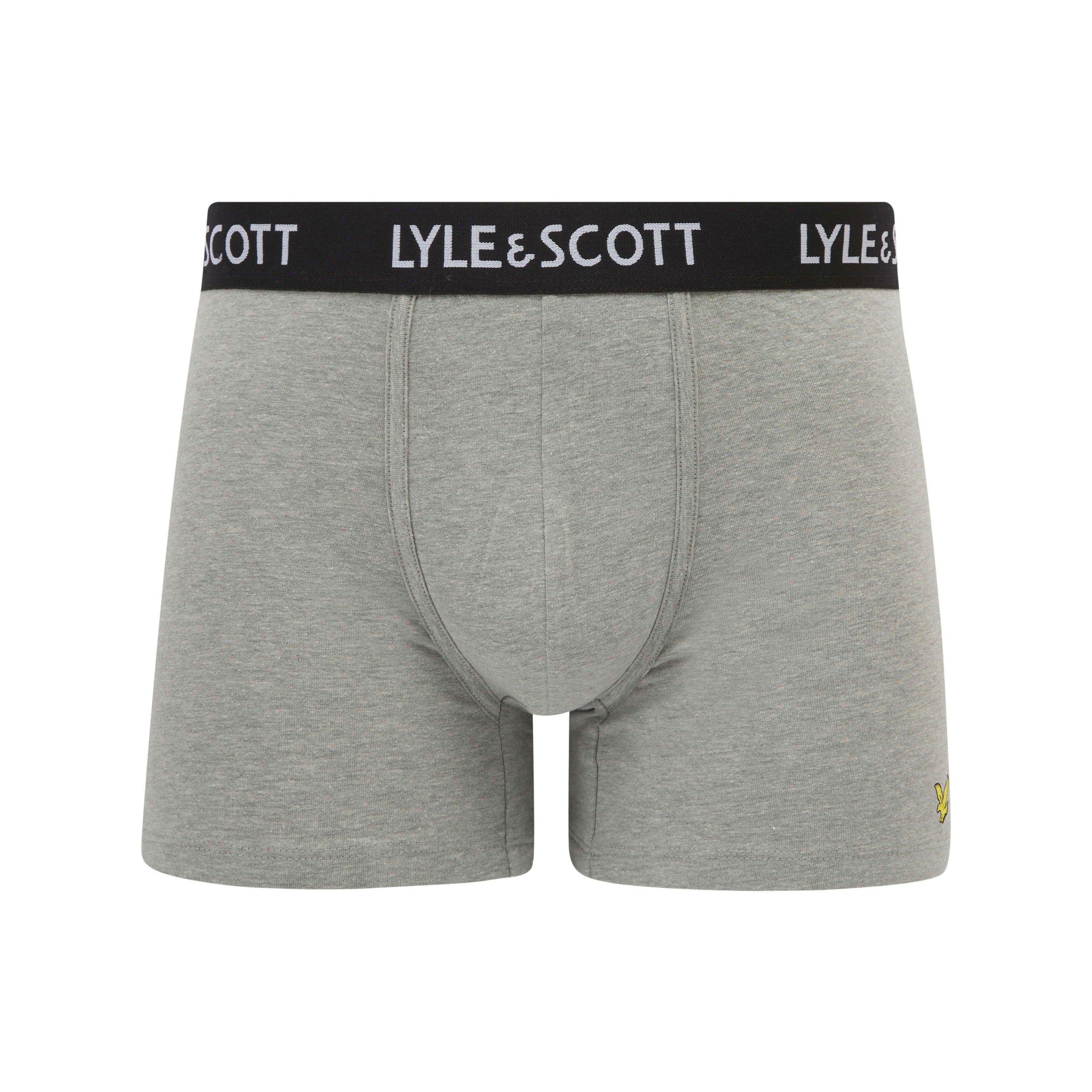 Grey Multi - Lyle and Scott - Men's Ethan Cotton Mid-Rise Boxers 3 Pack - 4