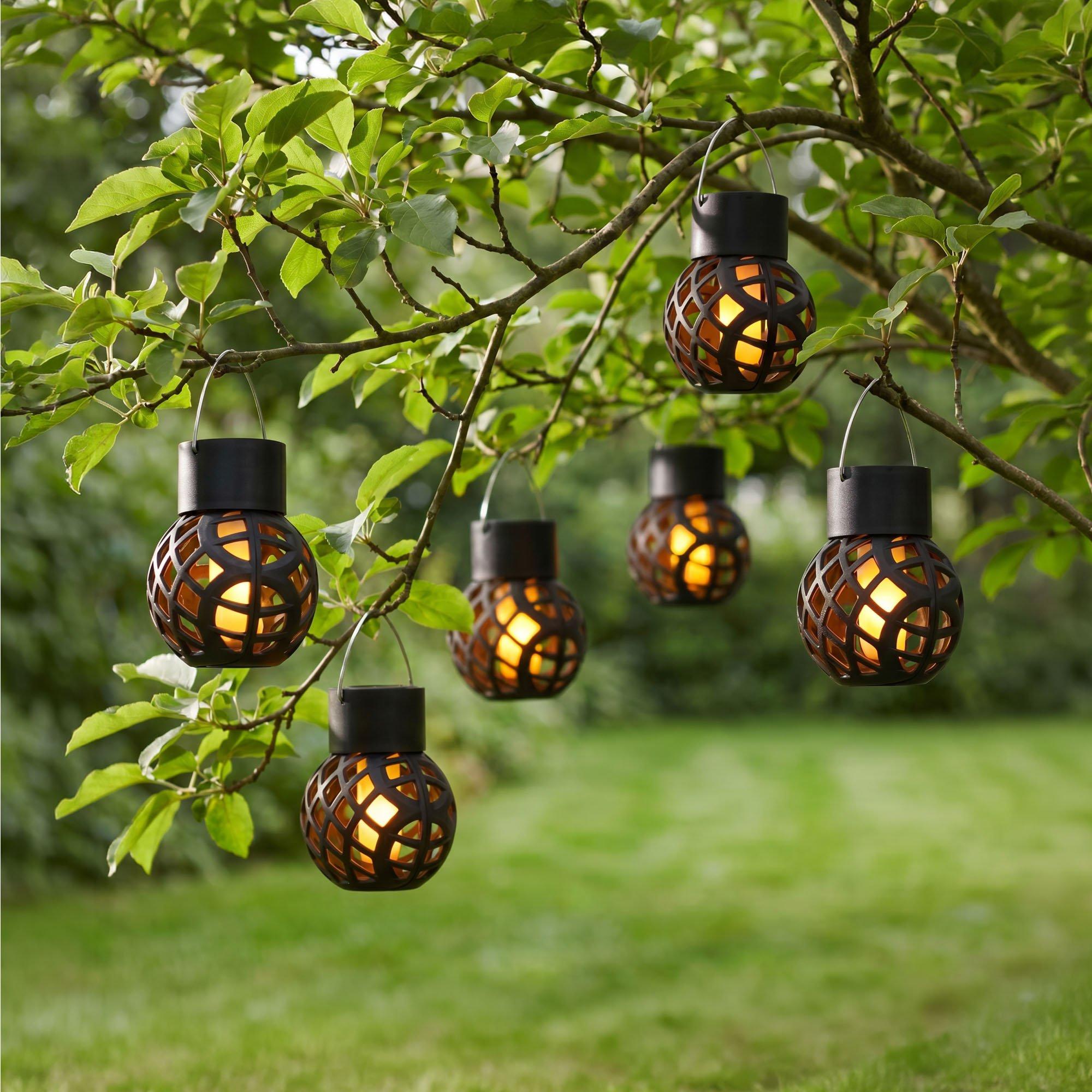 Black - Streetwize - Set of 6 Solar Hanging Dancing Flame Lantern Light - 1