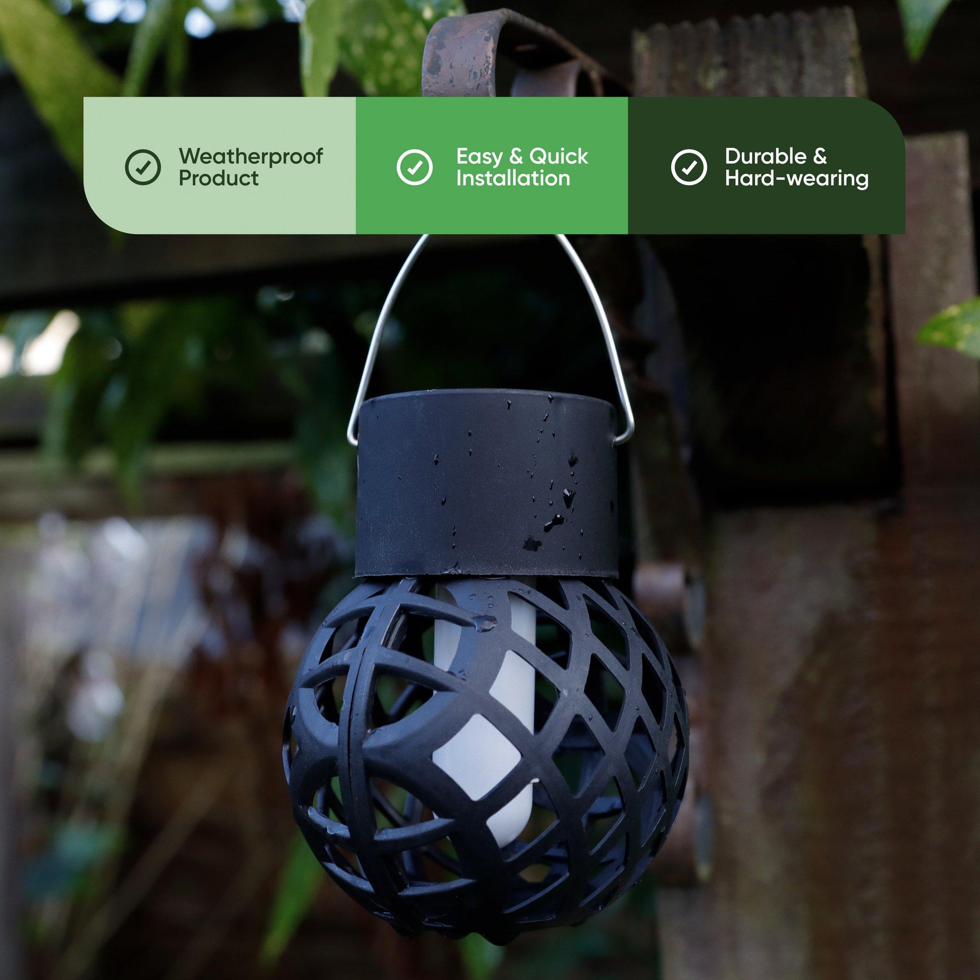 Black - Streetwize - Set of 6 Solar Hanging Dancing Flame Lantern Light - 3