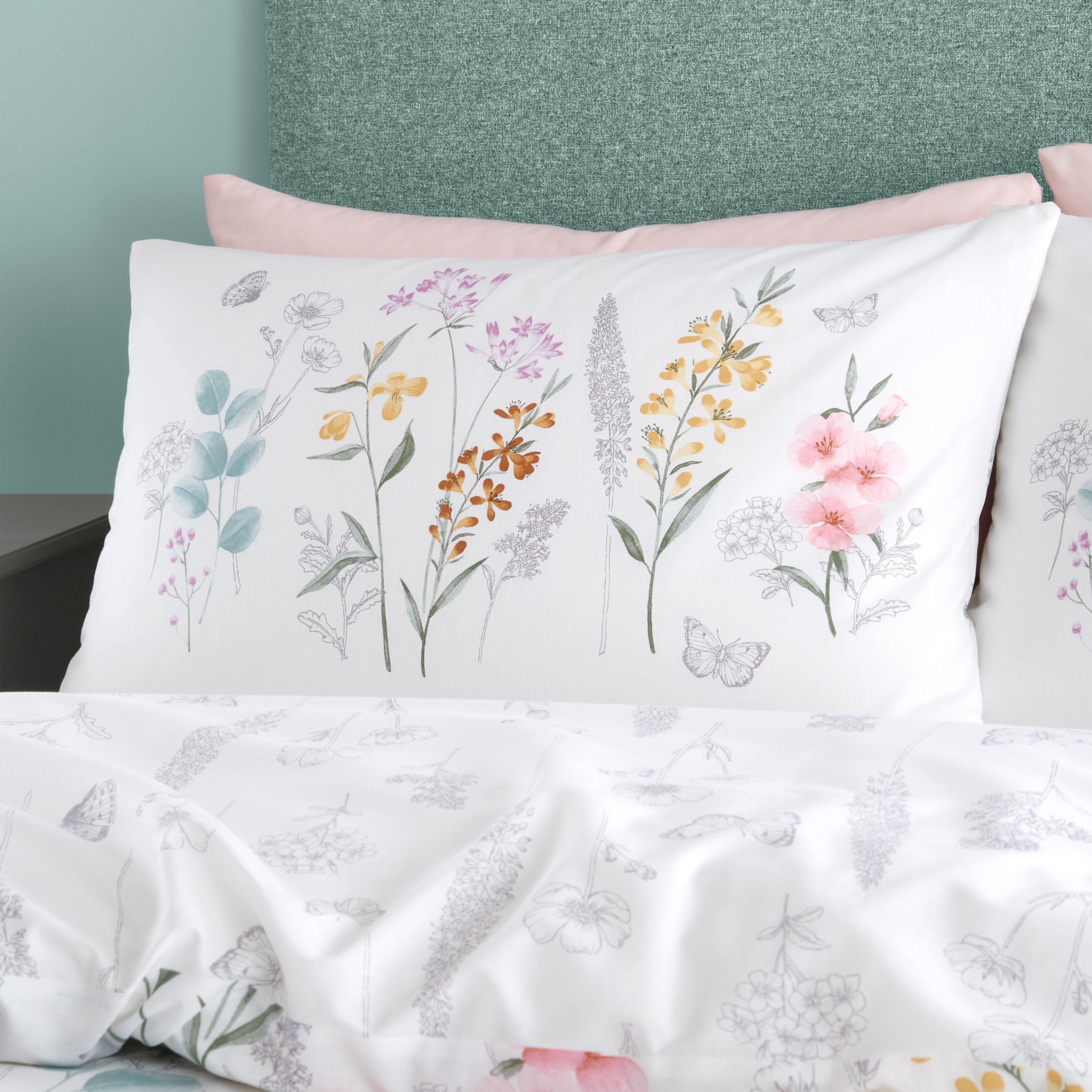 White/ Green - Catherine Lansfield - Emilia Floral Reversible Duvet Cover Set - 3