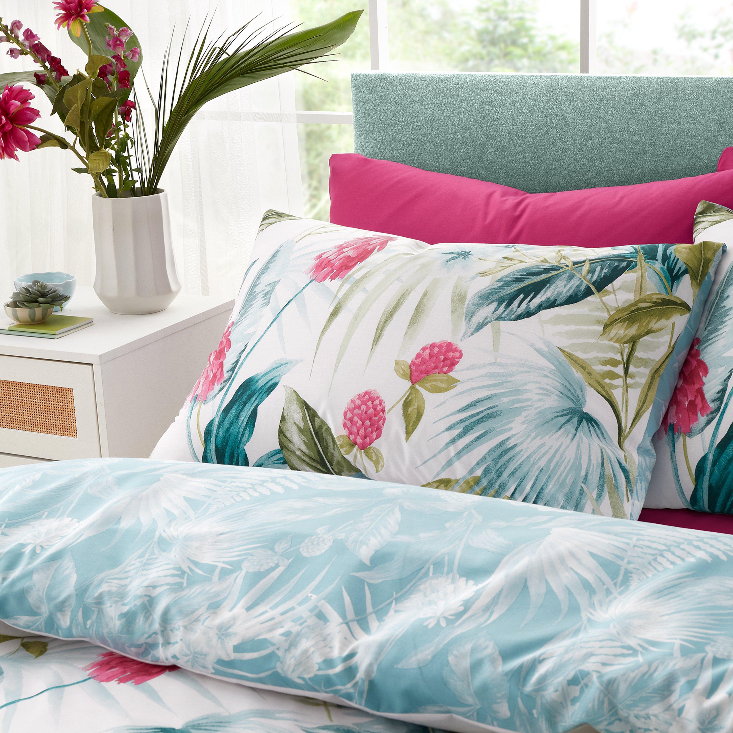 Green - Catherine Lansfield - Aruba Tropical Floral Reversible Duvet Cover Set - 3