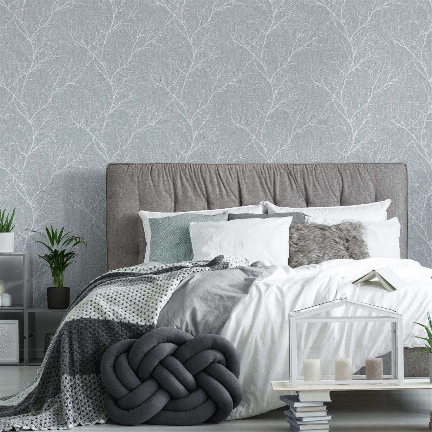 Duck Egg - Fresco - Winter Tree Duck Egg Wallpaper - 3