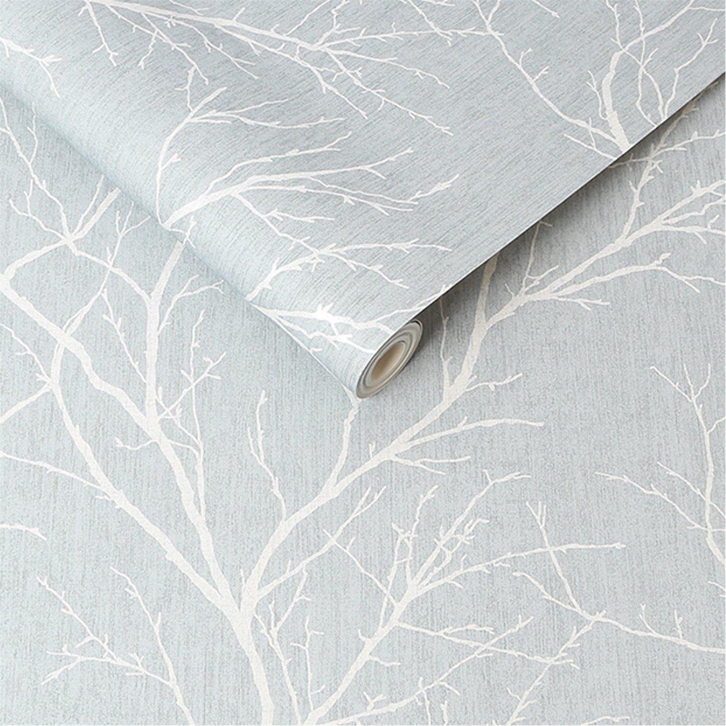 Duck Egg - Fresco - Winter Tree Duck Egg Wallpaper - 4