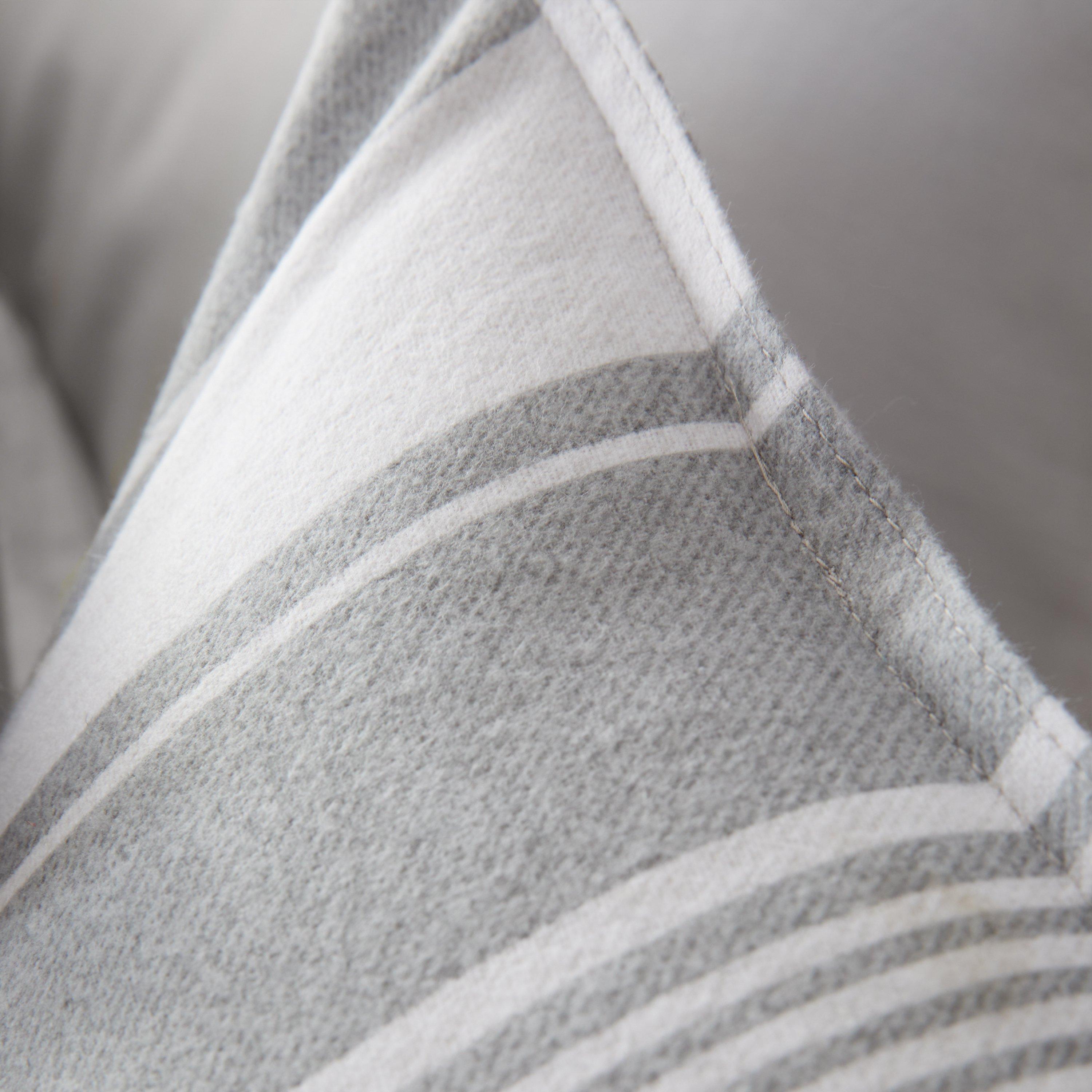 Grey - Bianca - Brushed Cotton Ticking Stripe Duvet Cover Set - 4