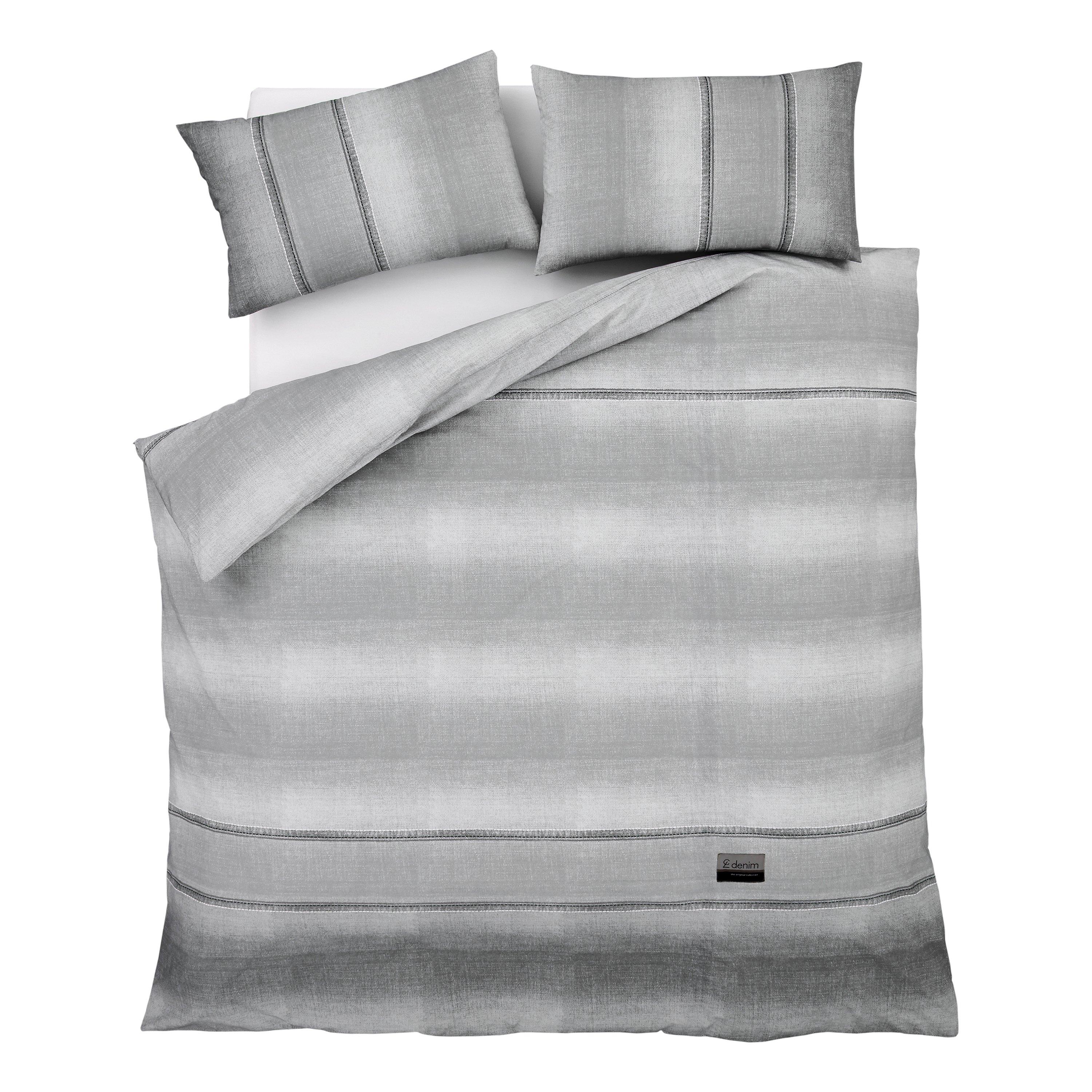 Grey - Catherine Lansfield - Denim Duvet Cover Set - 4