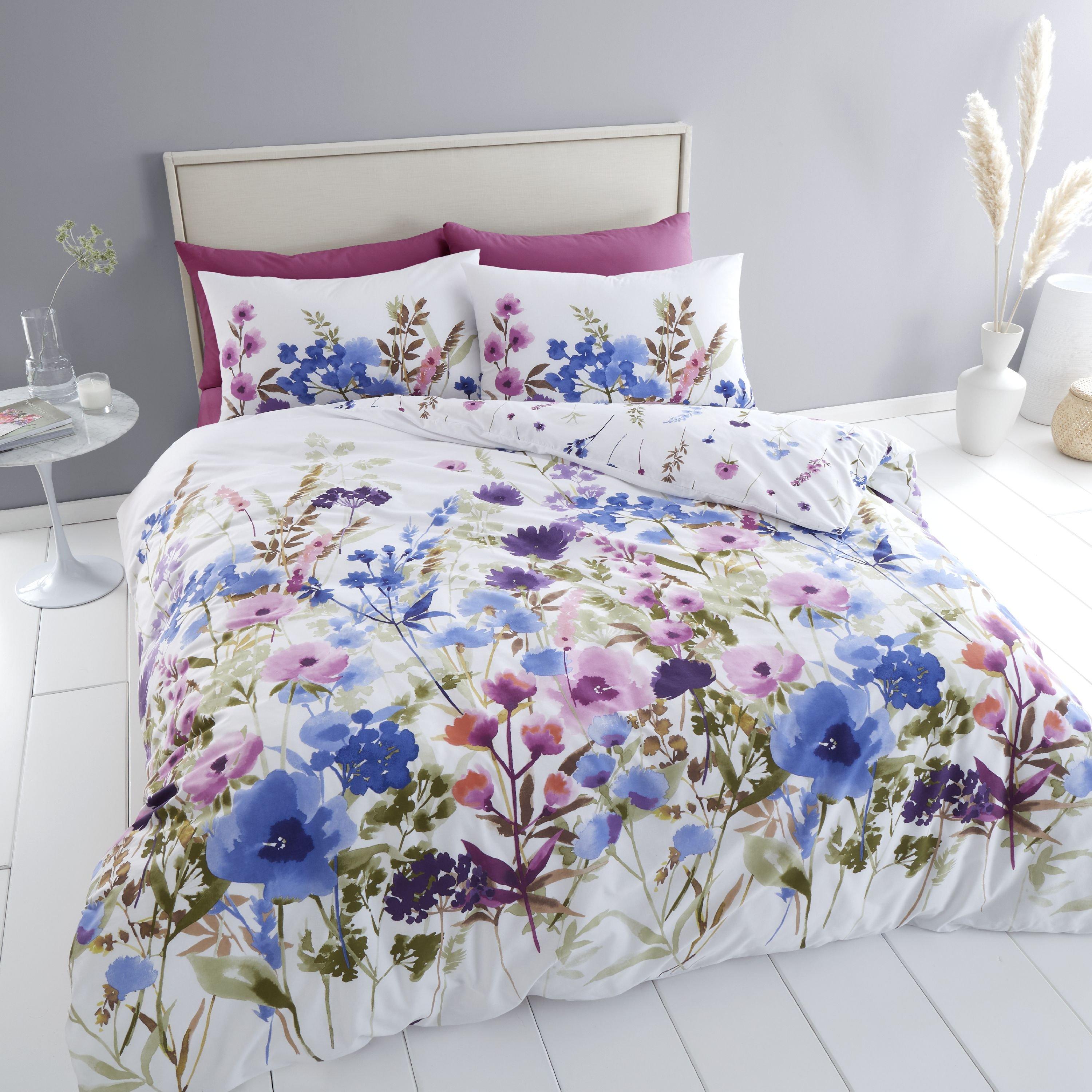 White - Catherine Lansfield - Countryside Floral Reversible Duvet Cover Set - 1