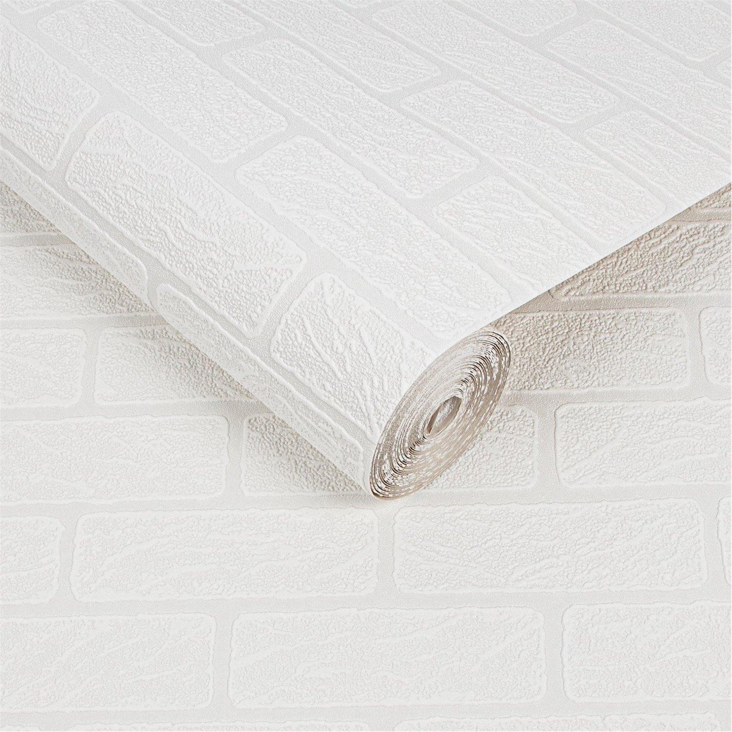 White - Superfresco Easy - Brick Effect White Durable Heavy Duty Wallpaper - 4