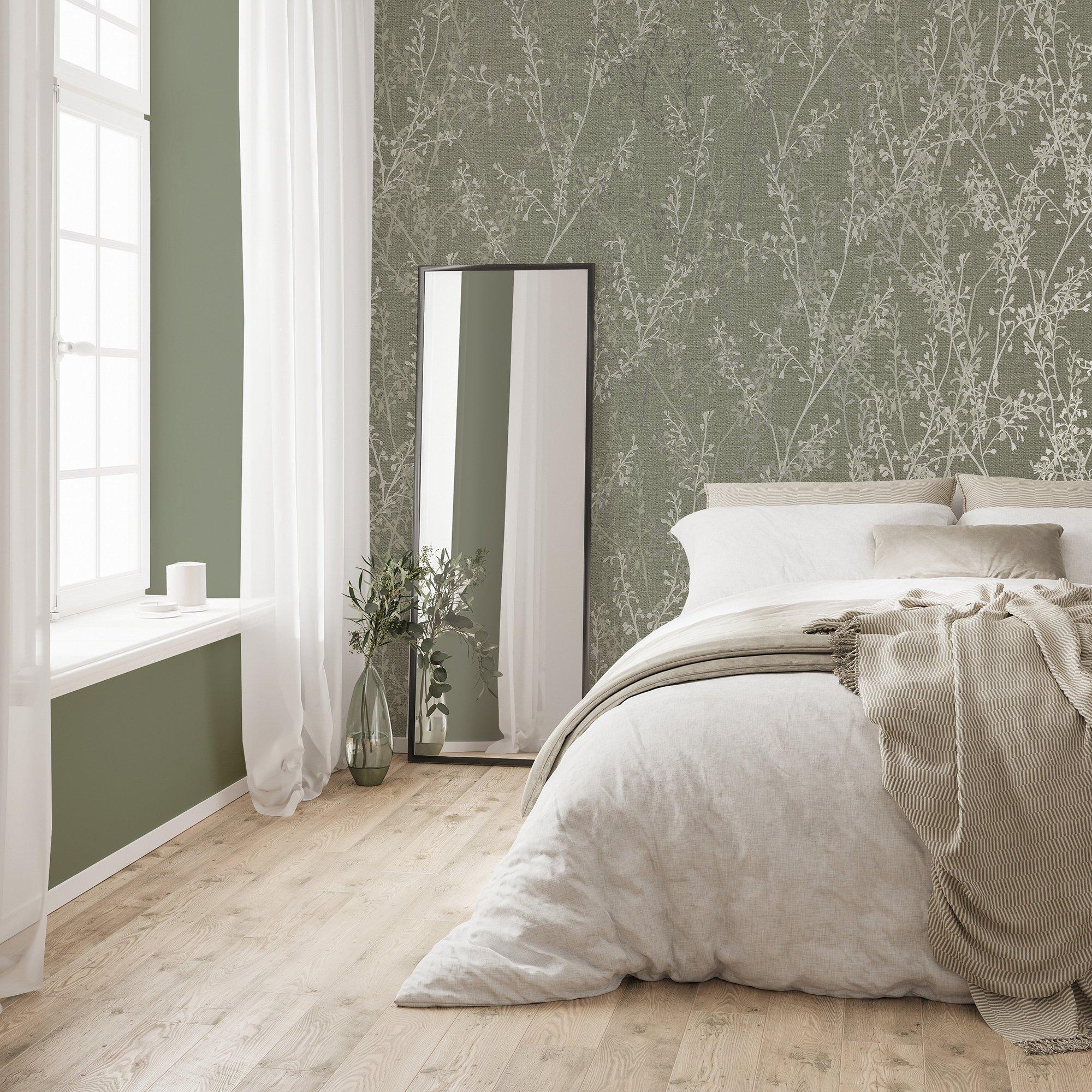 Green - Boutique - Breeze Sprig Floral Green Wallpaper - 2