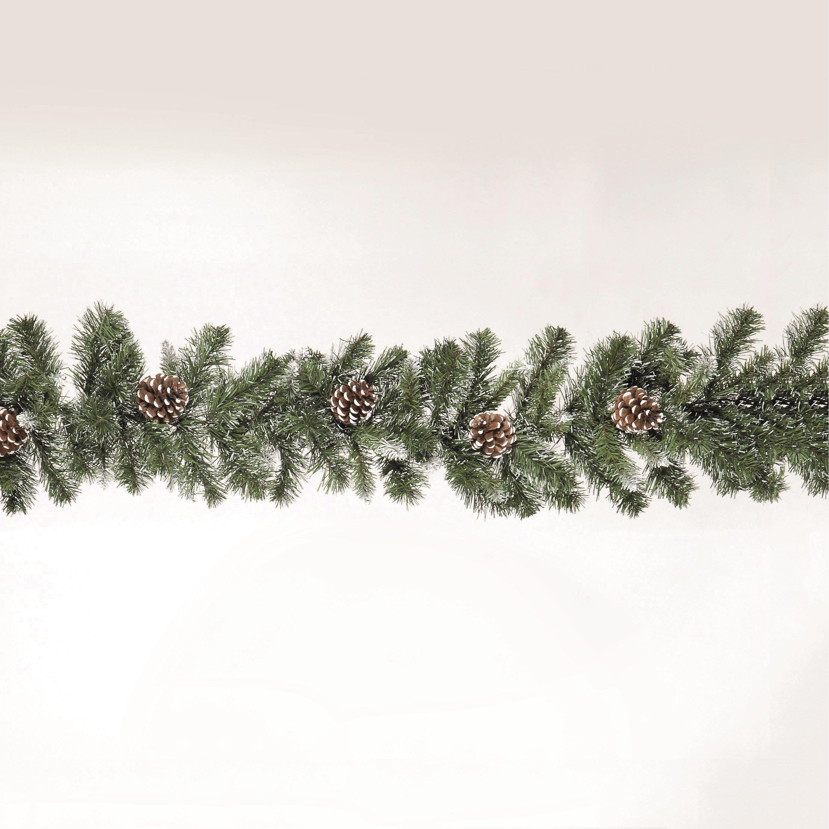 Green And White - Snowtime - 270cm Snow King Fir Garland