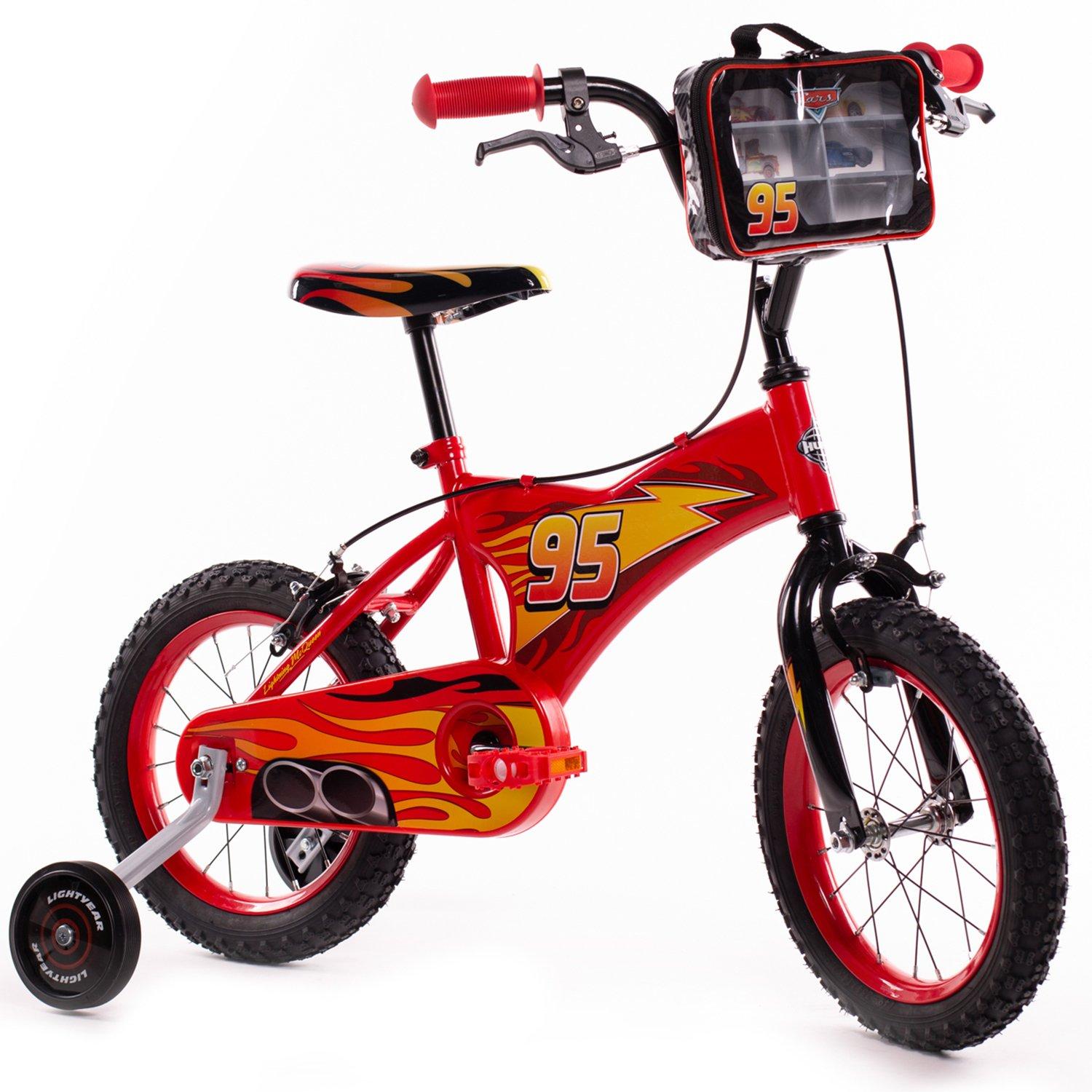 Red - Huffy - Disney Cars 14 inch Kids Bike + Stabilisers - 1
