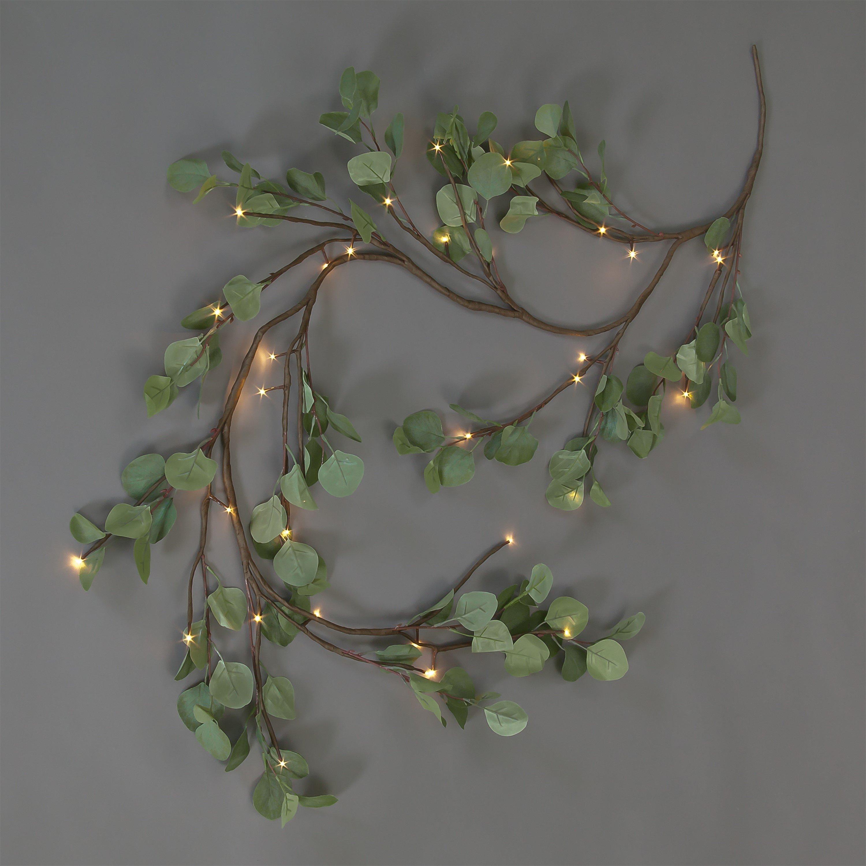 Green - Snowtime - Illuminated 180cm Eucalyptus Green Garland