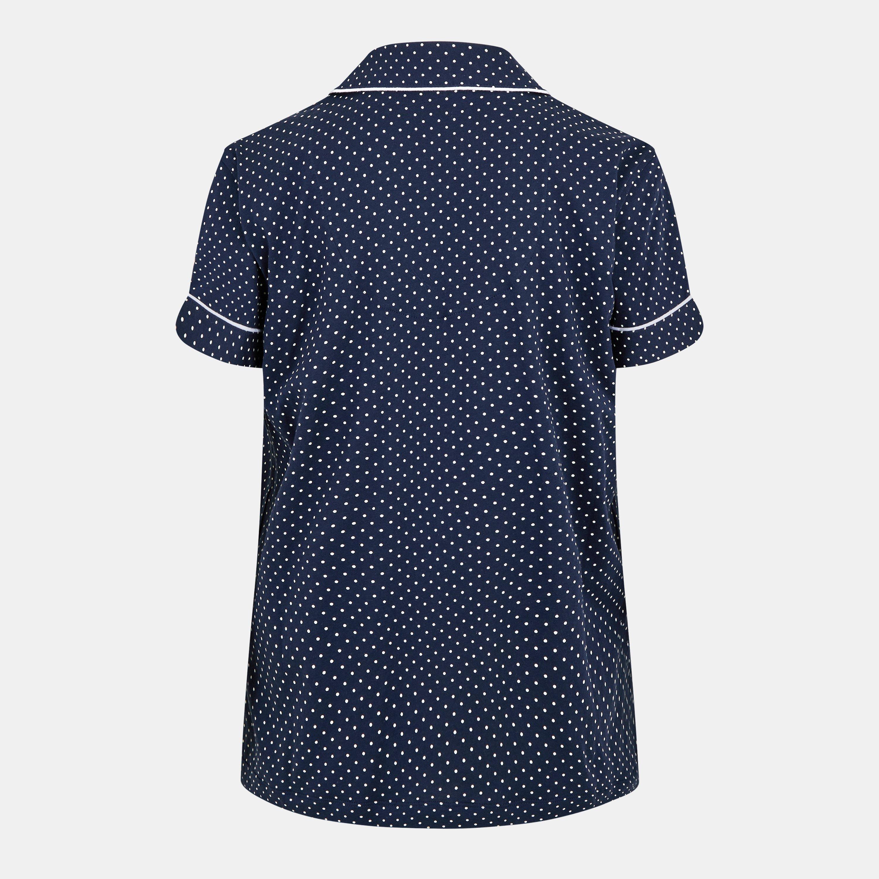 Navy - Lauren by Ralph Lauren - Women's Polka Dot Jersey Short-Sleeve Pyjama Sets - 2