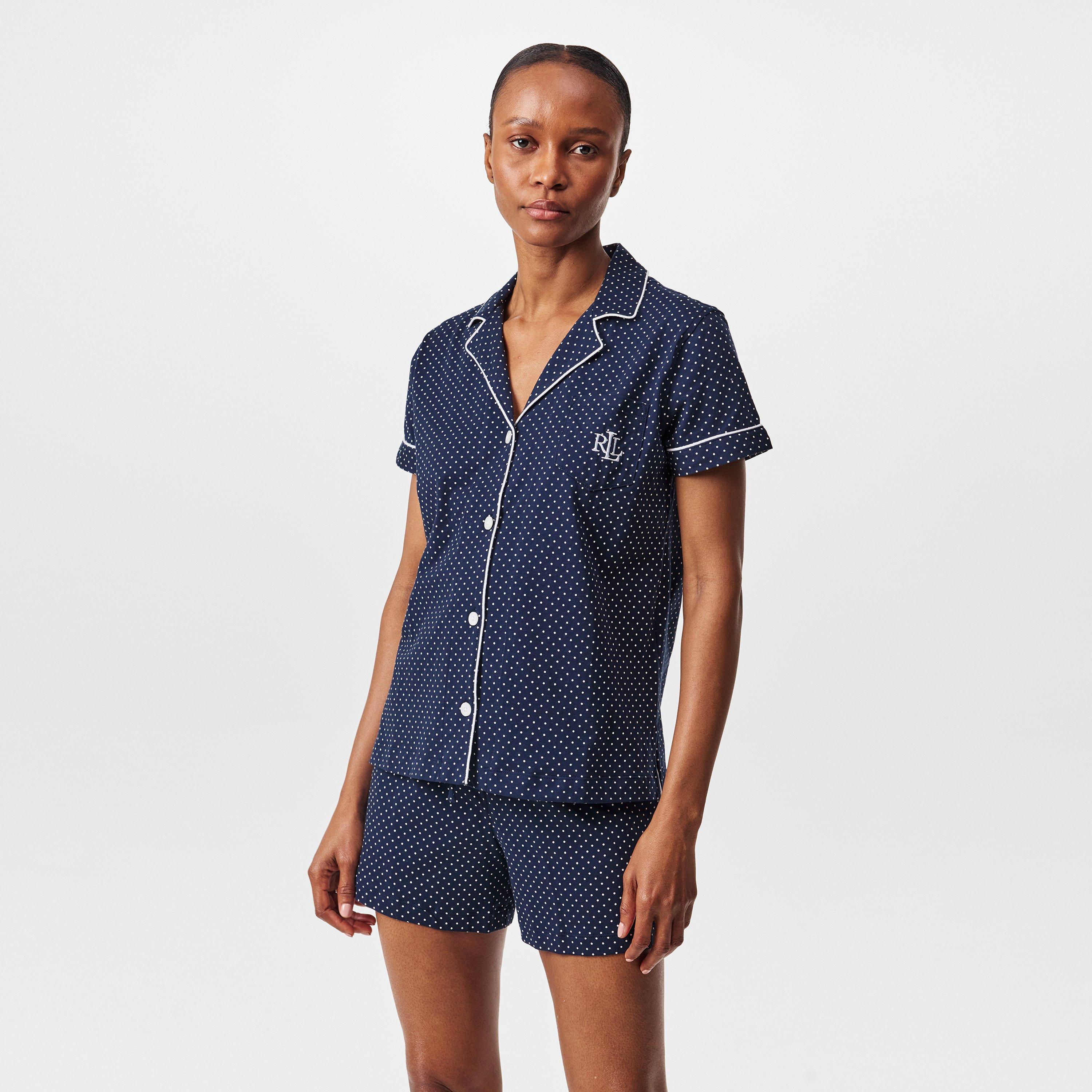 Navy - Lauren by Ralph Lauren - Women's Polka Dot Jersey Short-Sleeve Pyjama Sets - 3