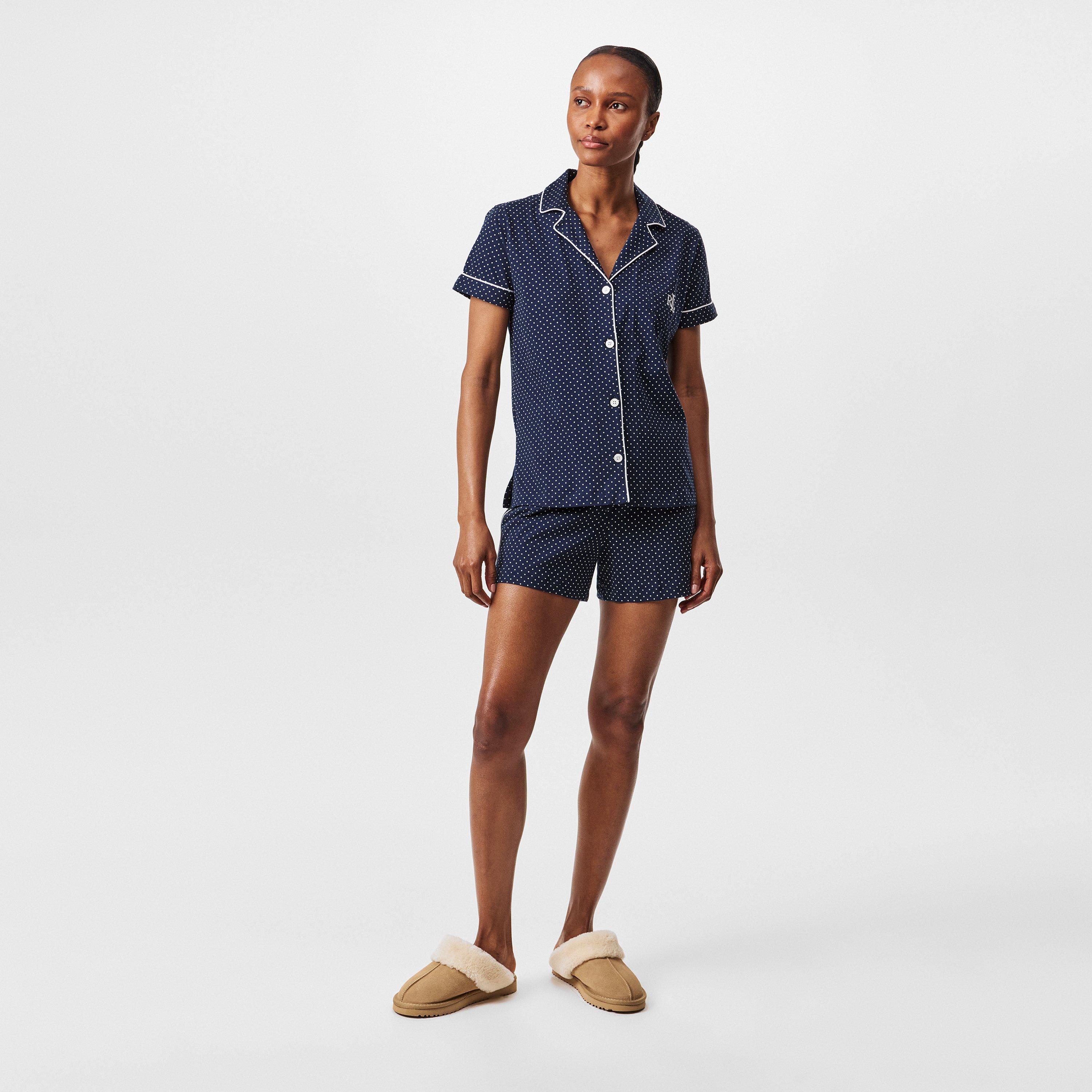 Navy - Lauren by Ralph Lauren - Women's Polka Dot Jersey Short-Sleeve Pyjama Sets - 6