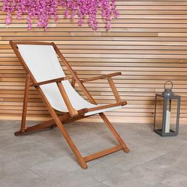 Charles Bentley Eucalyptus Wooden Deck Chair - Cream