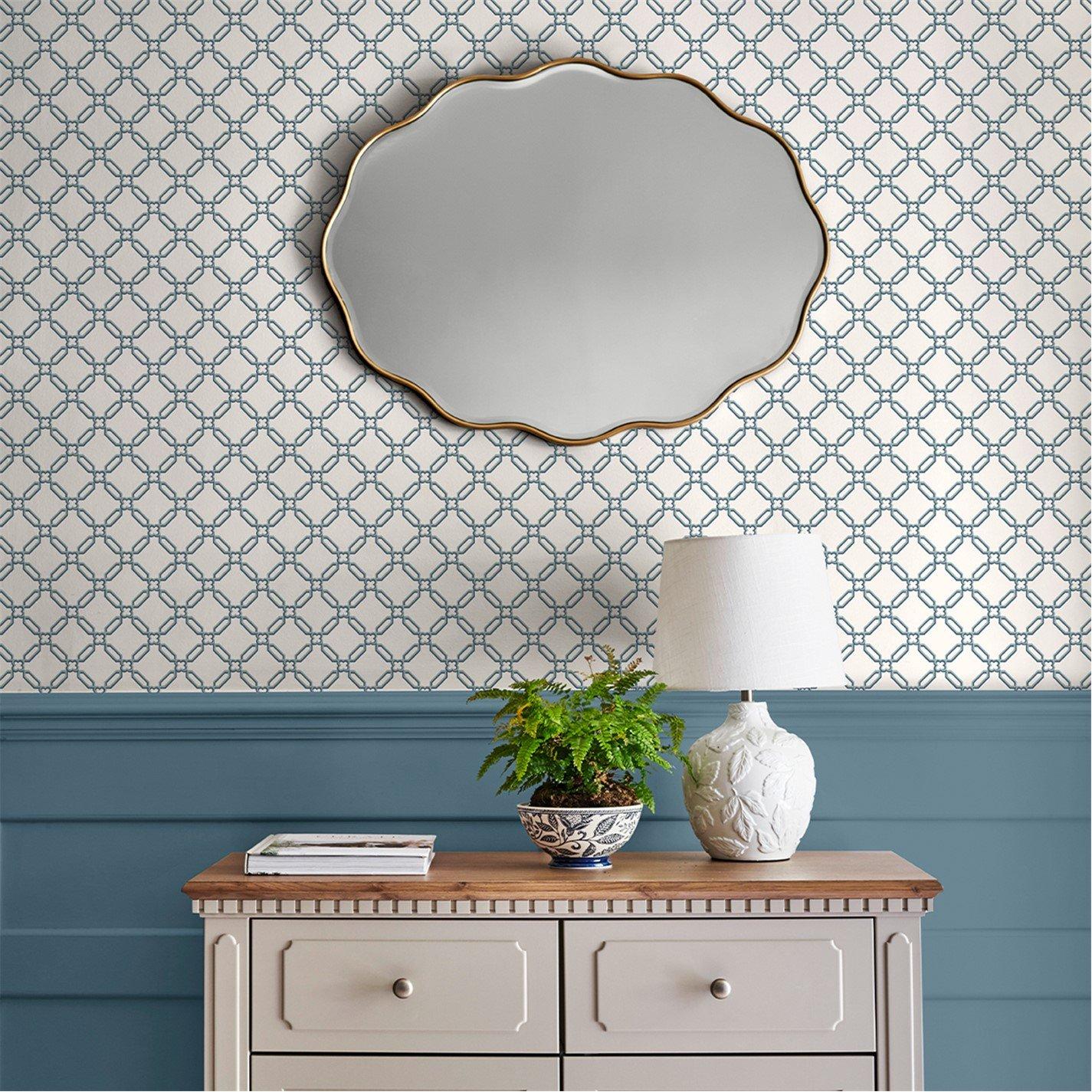 Laura Ashley  Westminster Dusky Seaspray Wallpaper - Blue