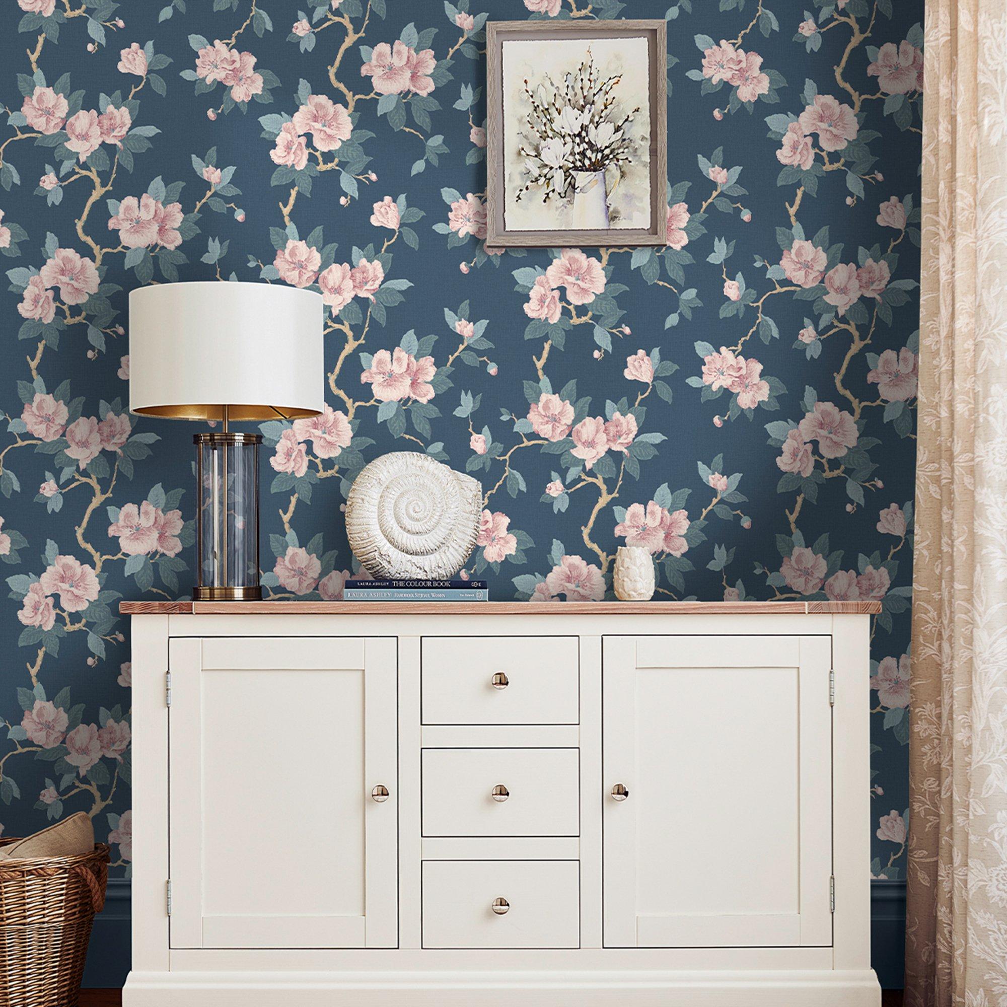 Blue - Laura Ashley - Maya Dusky Seaspray Wallpaper - 1