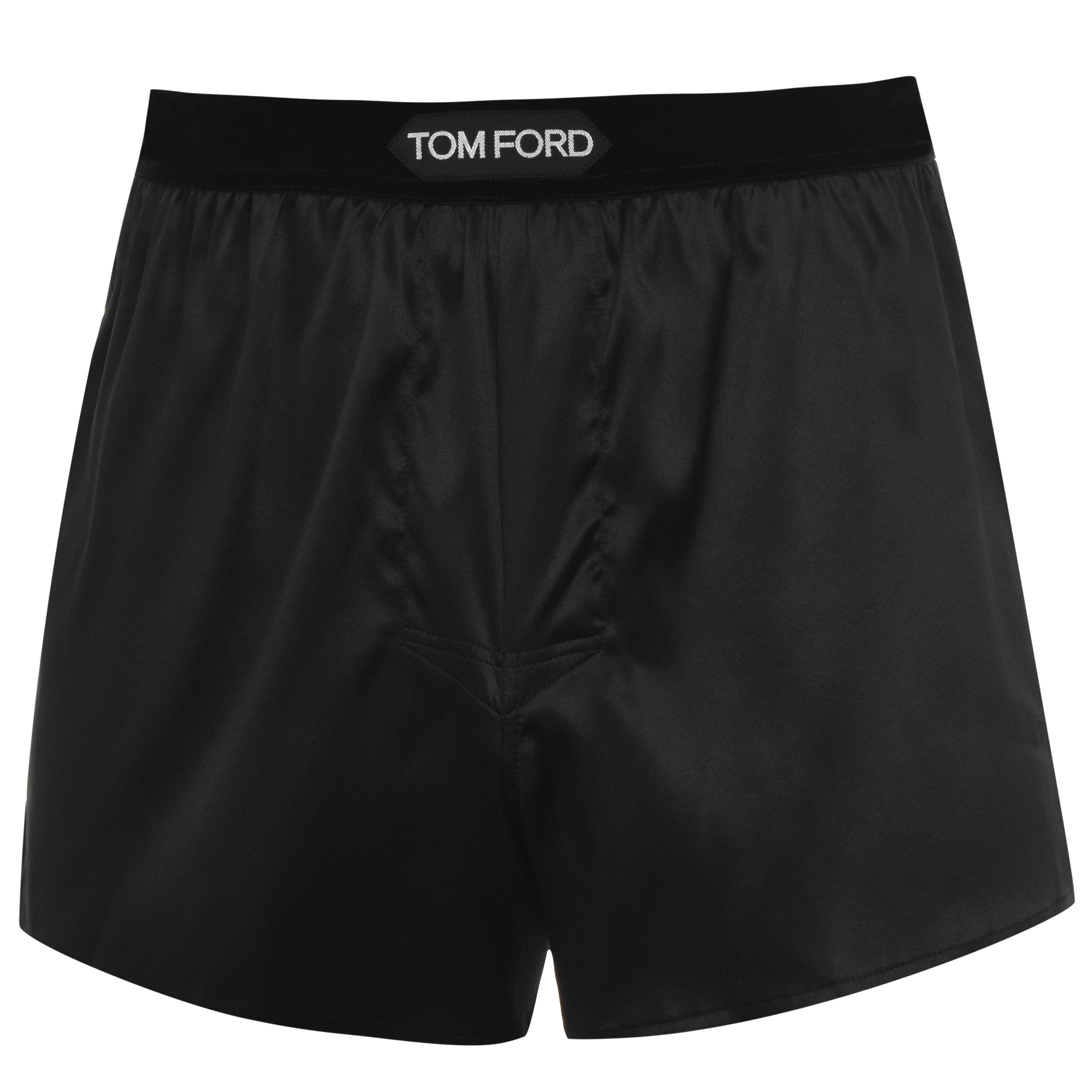 Tom Ford Men's Logo Silk Boxers - Black 002 - Large