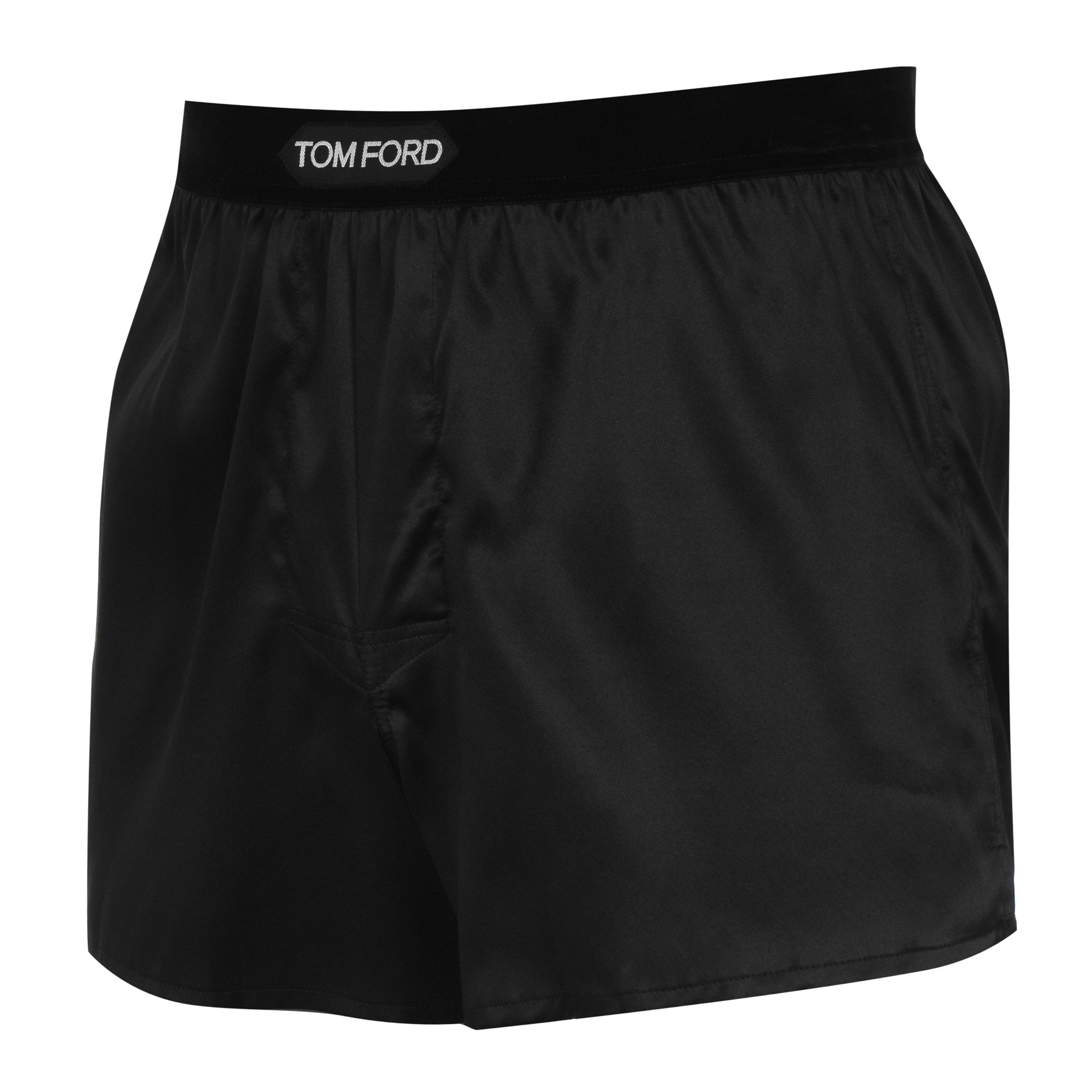 Black 002 - Tom Ford - Men's Logo Silk Boxers - 3