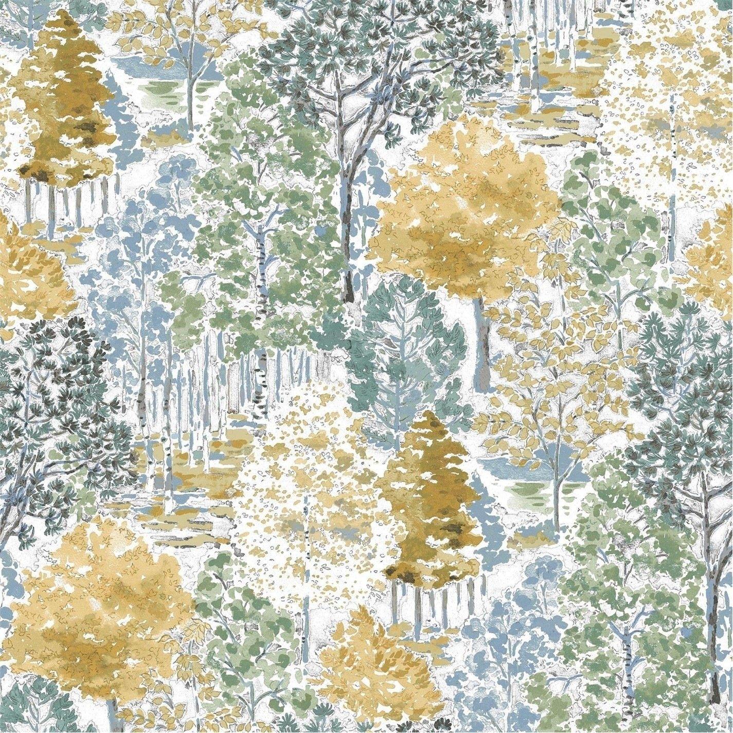 Laura Ashley  Bernwood Yellow Wallpaper Ochre
