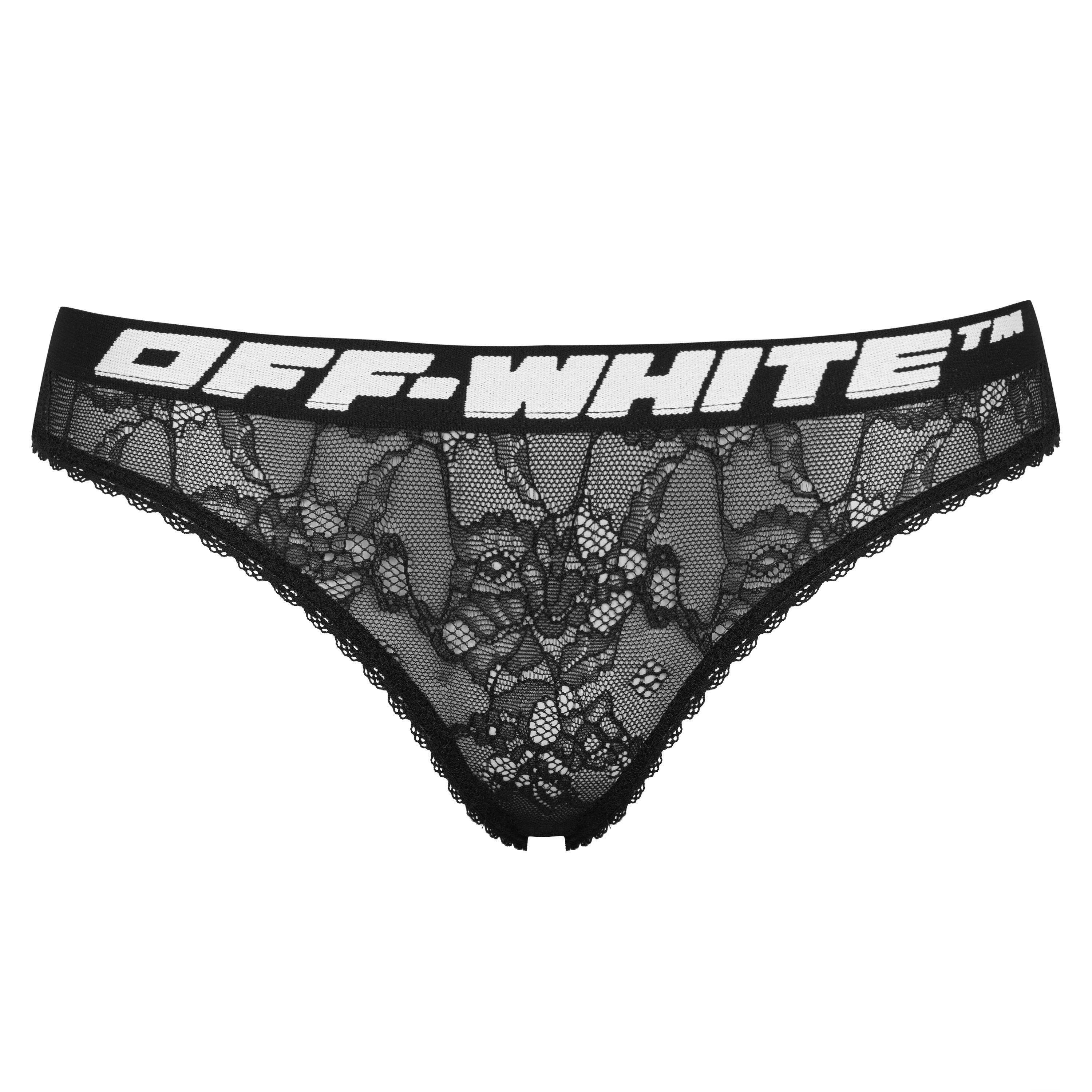 Black 1000 - Off White - Women's Lace Thongs - 1