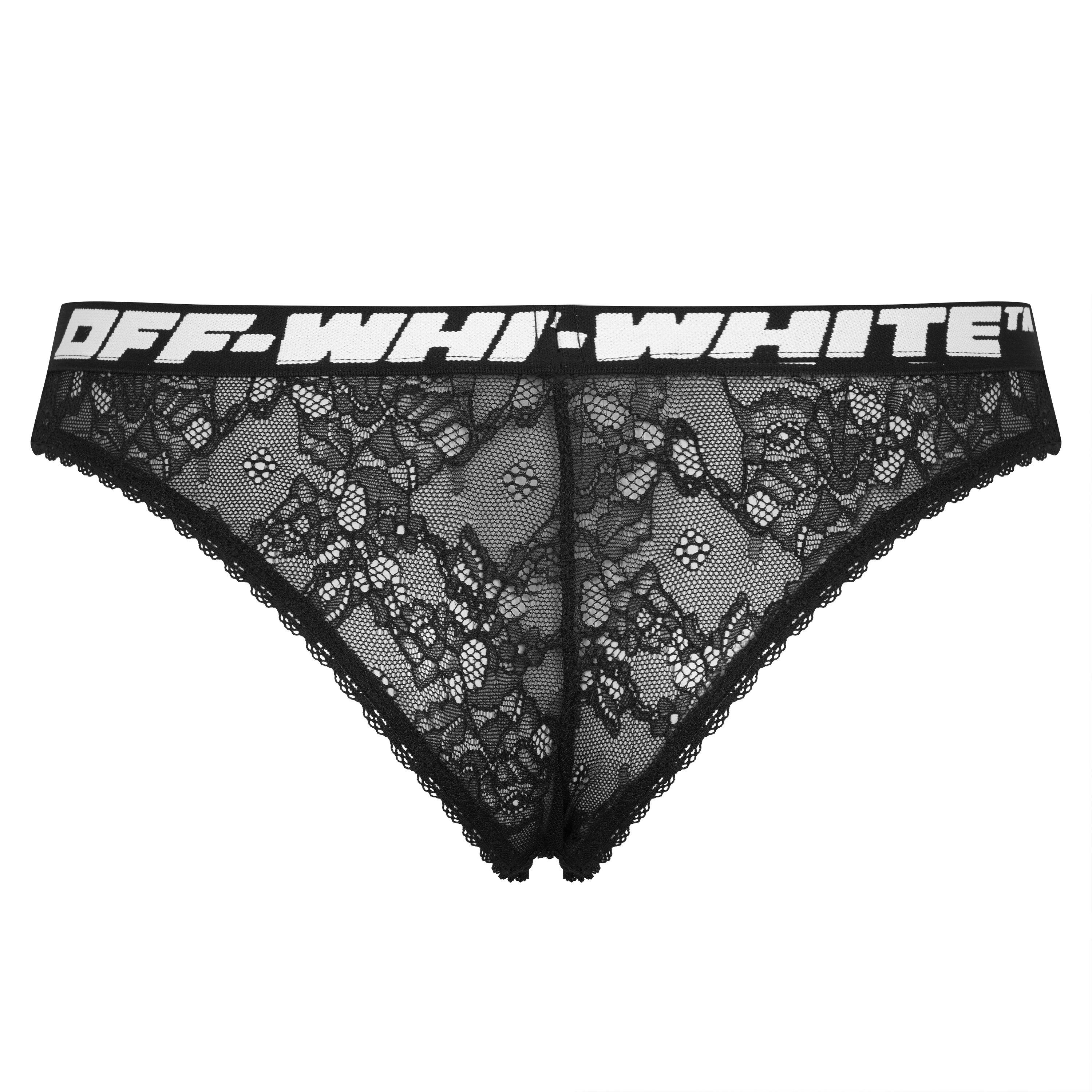 Black 1000 - Off White - Women's Lace Thongs - 2