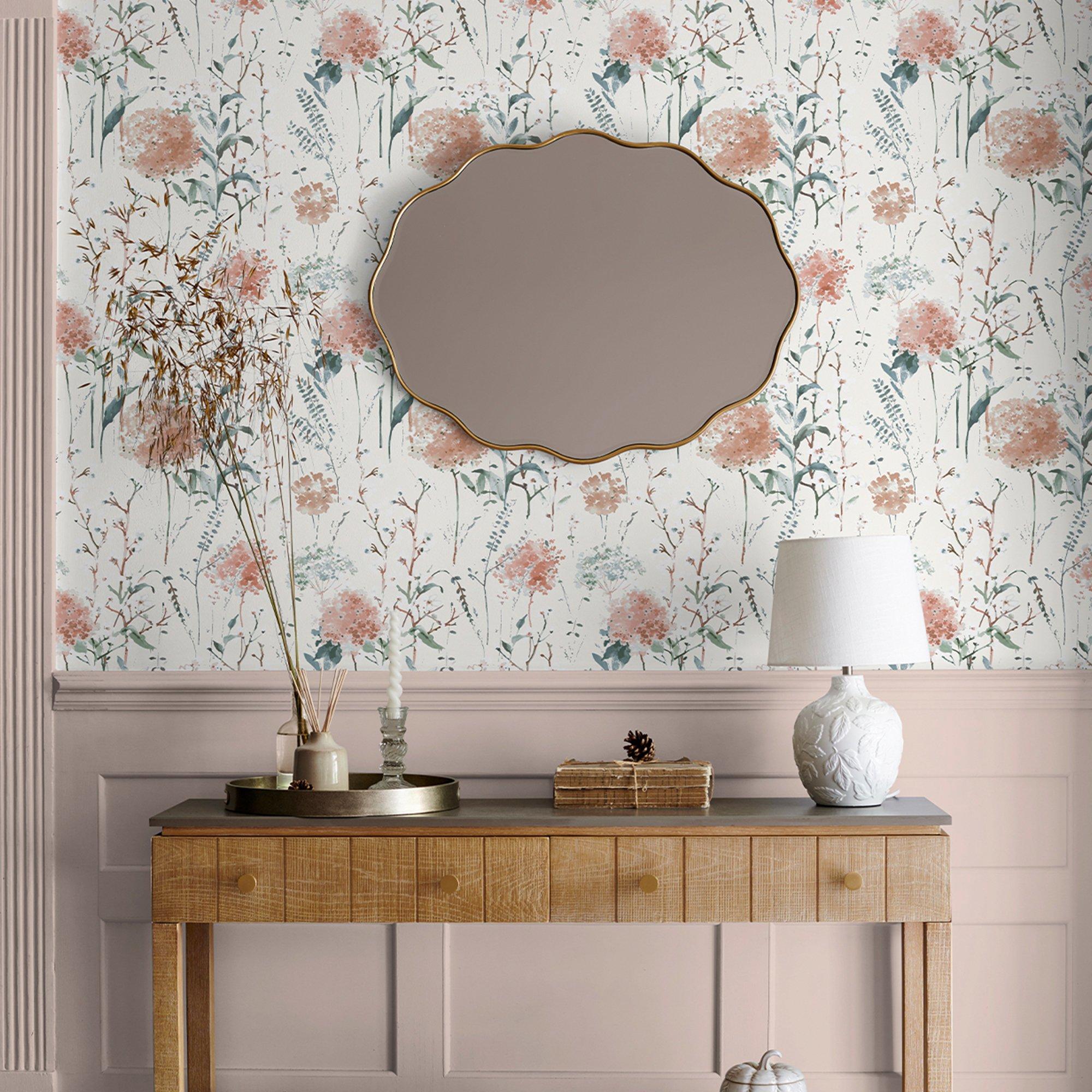 Laura Ashley  Pallington Bloom Plaster Wallpaper Pink