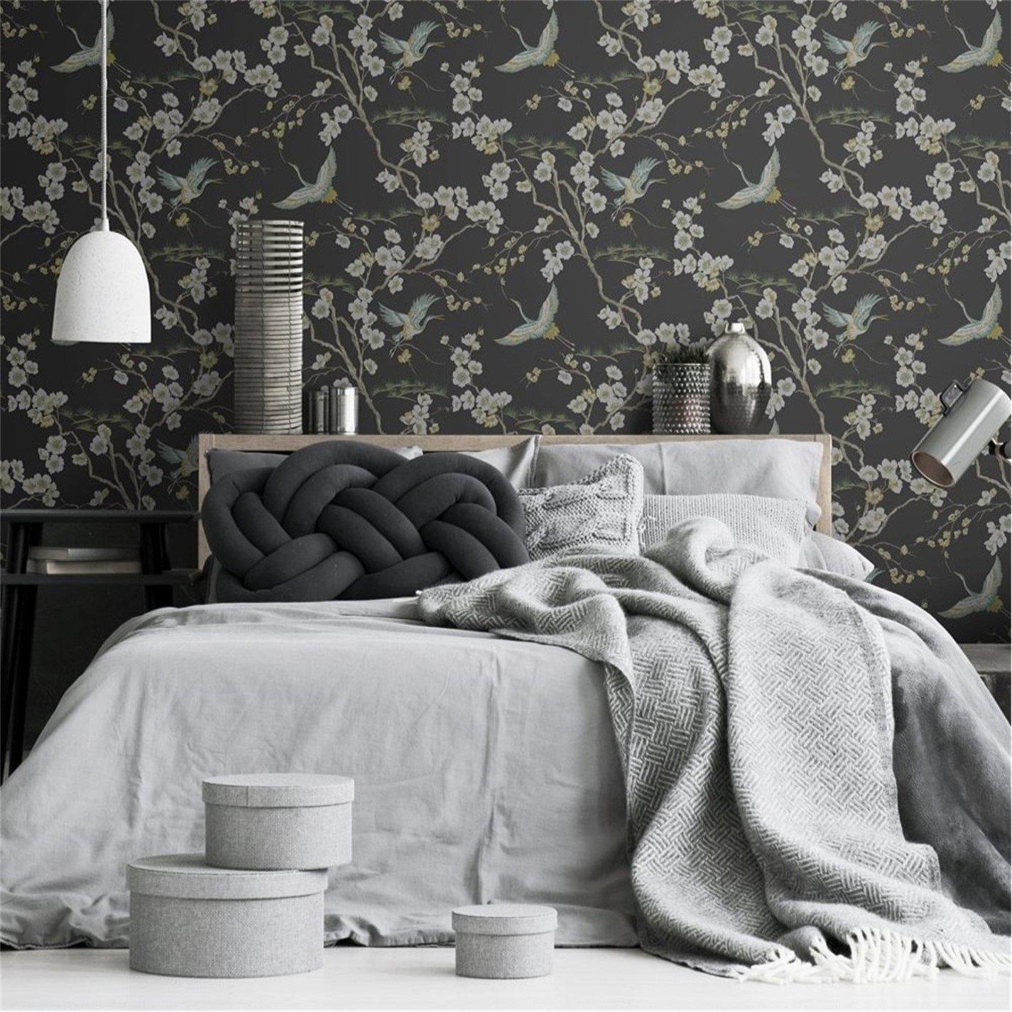 Black - Sublime - Japan Floral and Fauna Tropical Black Wallpaper - 3