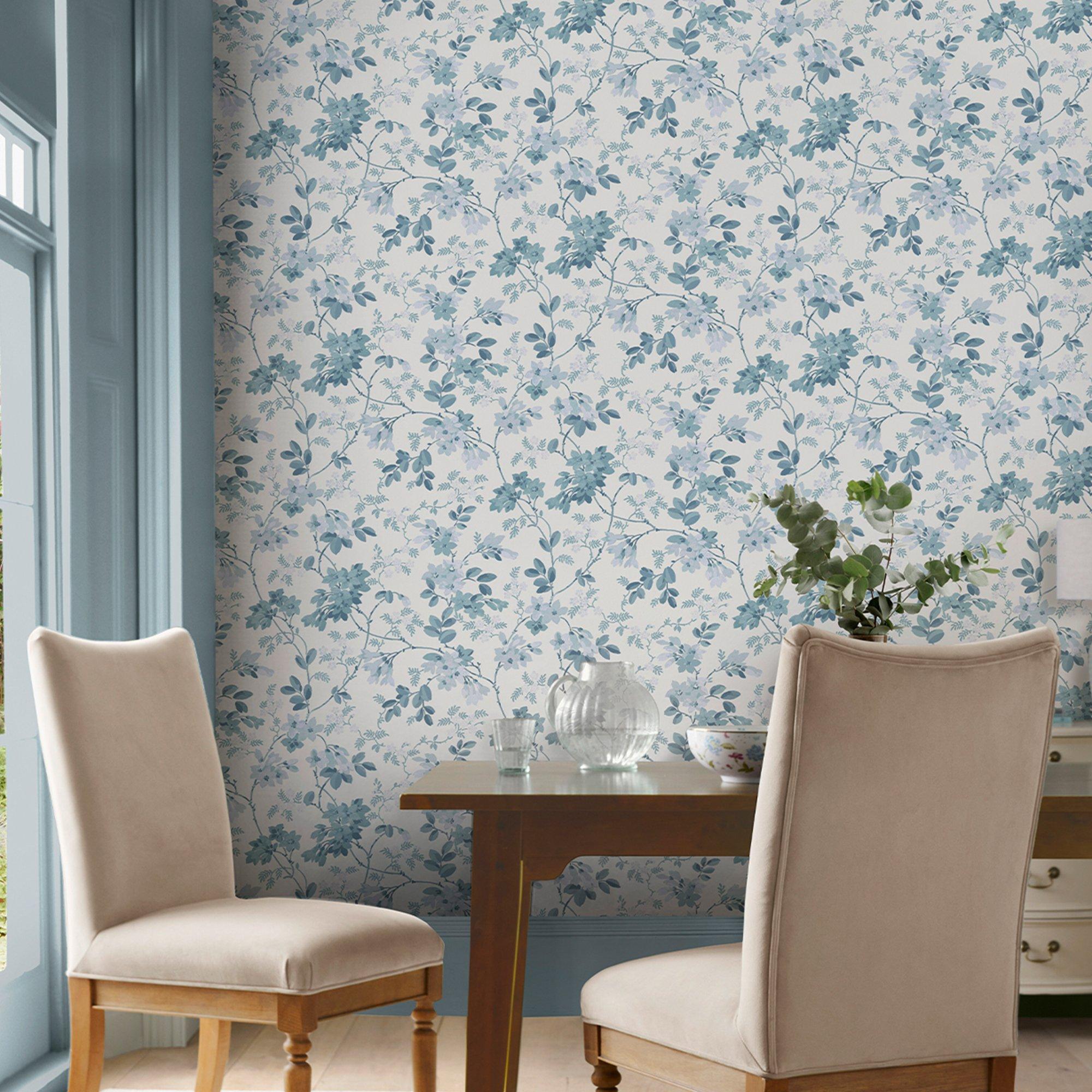 Blue - Laura Ashley - Yewland Seaspray Wallpaper - 1