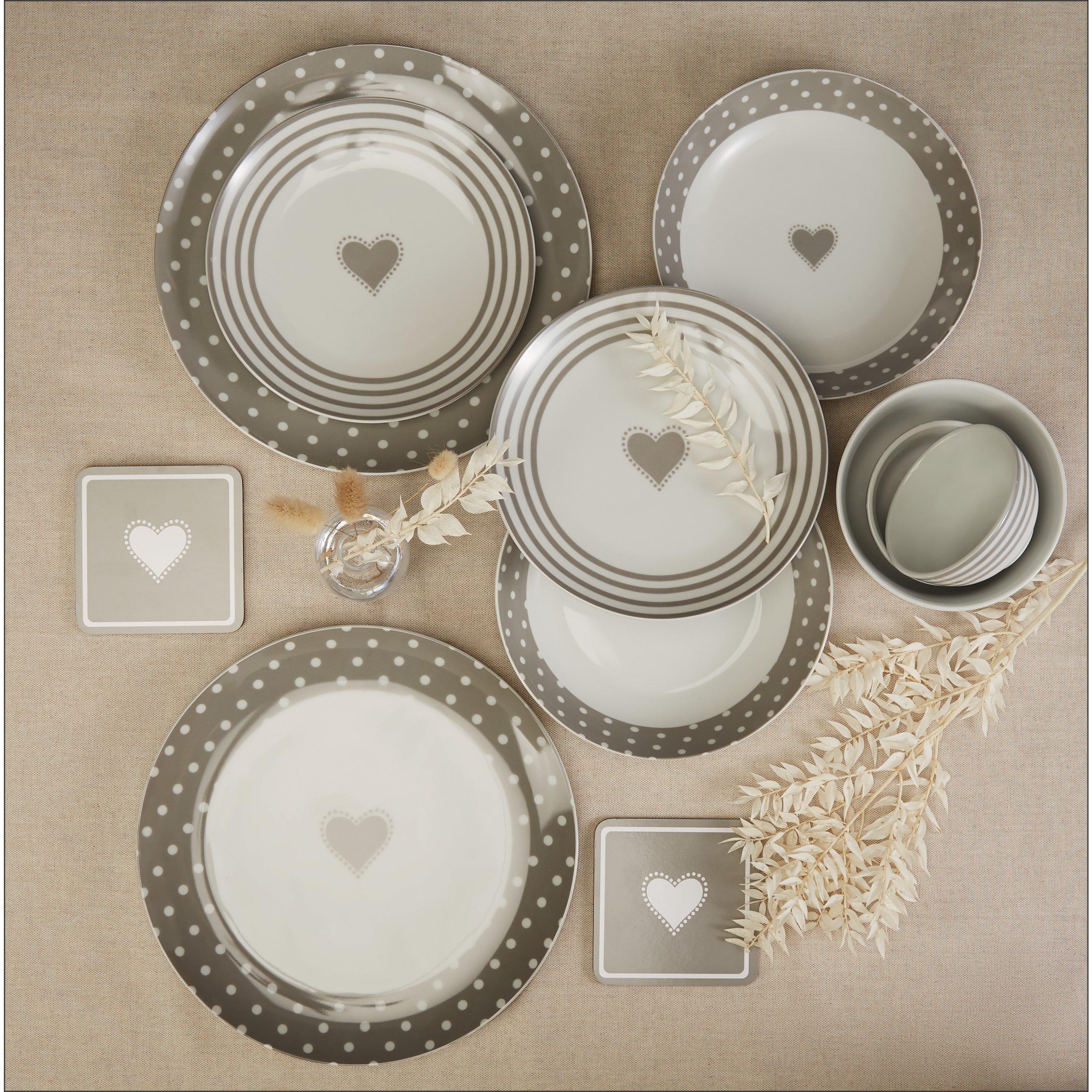 Multi - Waterside - 56PC Grey Heart Combo Set - 1
