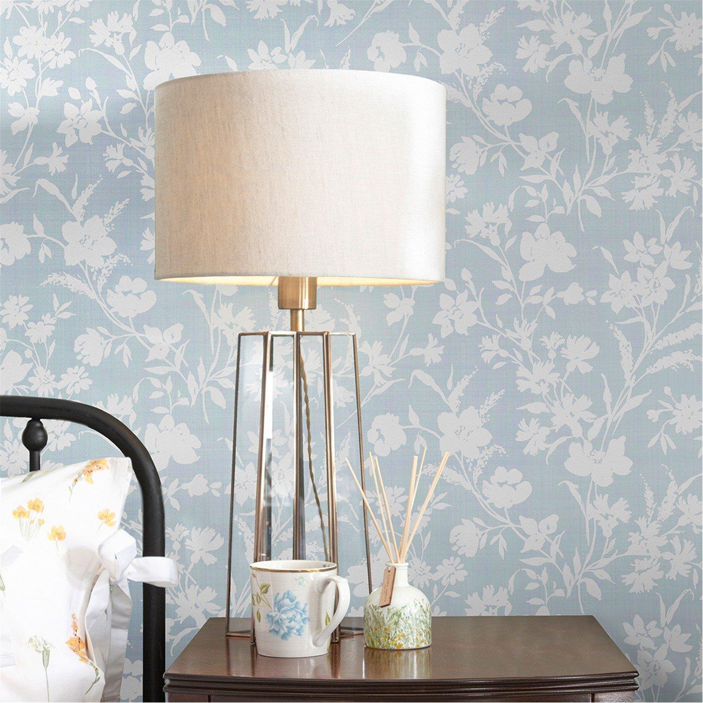 Laura Ashley  Rye Pale Seaspray Wallpaper - Blue