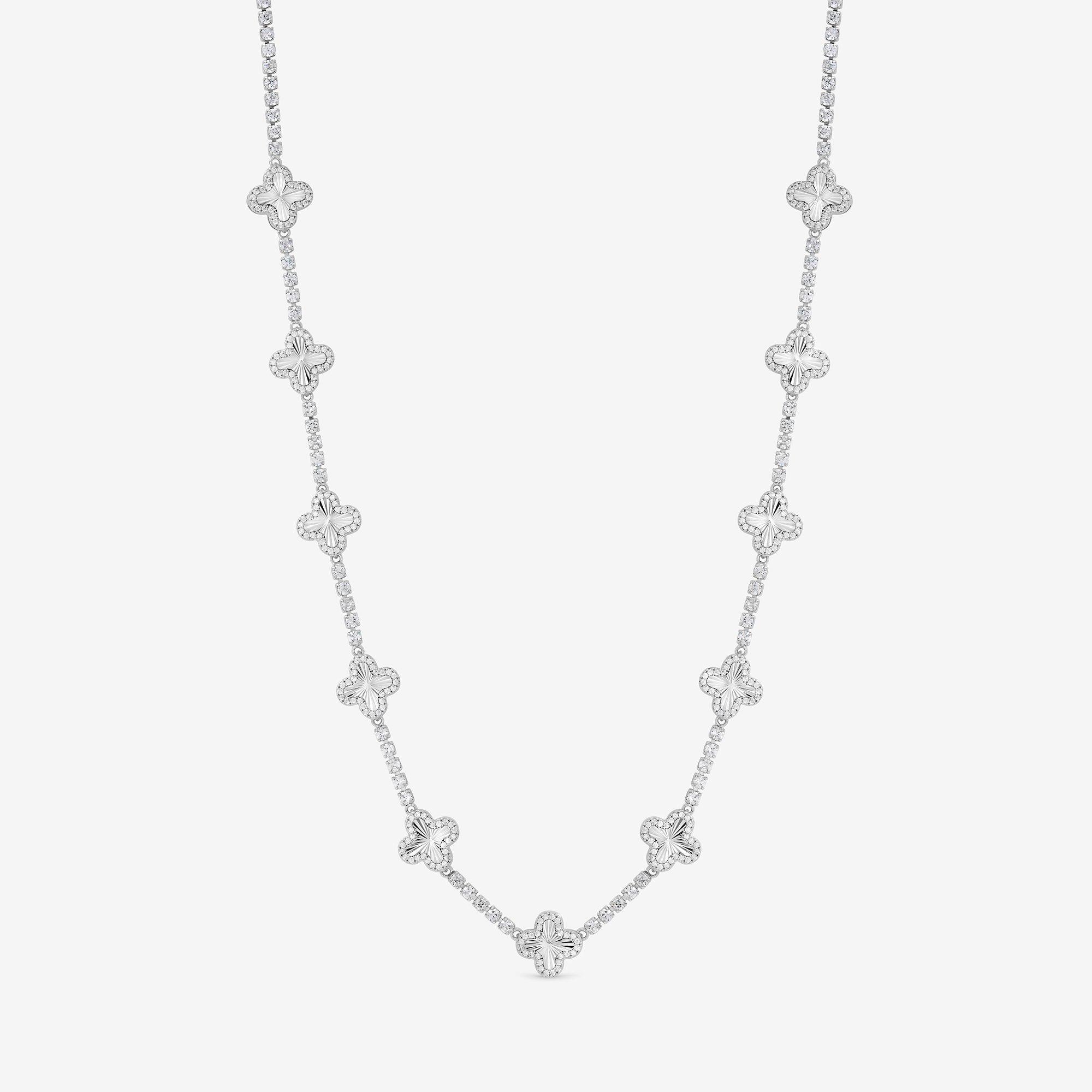 Silver - Jon Richard - Rhodium Plated Station Clover Necklace - Gift Box - 2