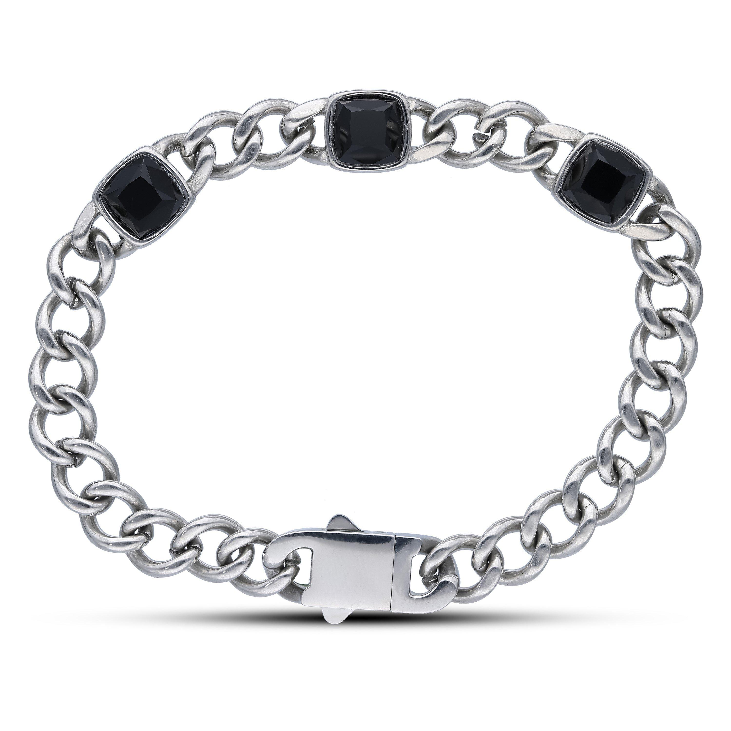Black - Be You - Stainless Steel Black Agate Bracelet - 1