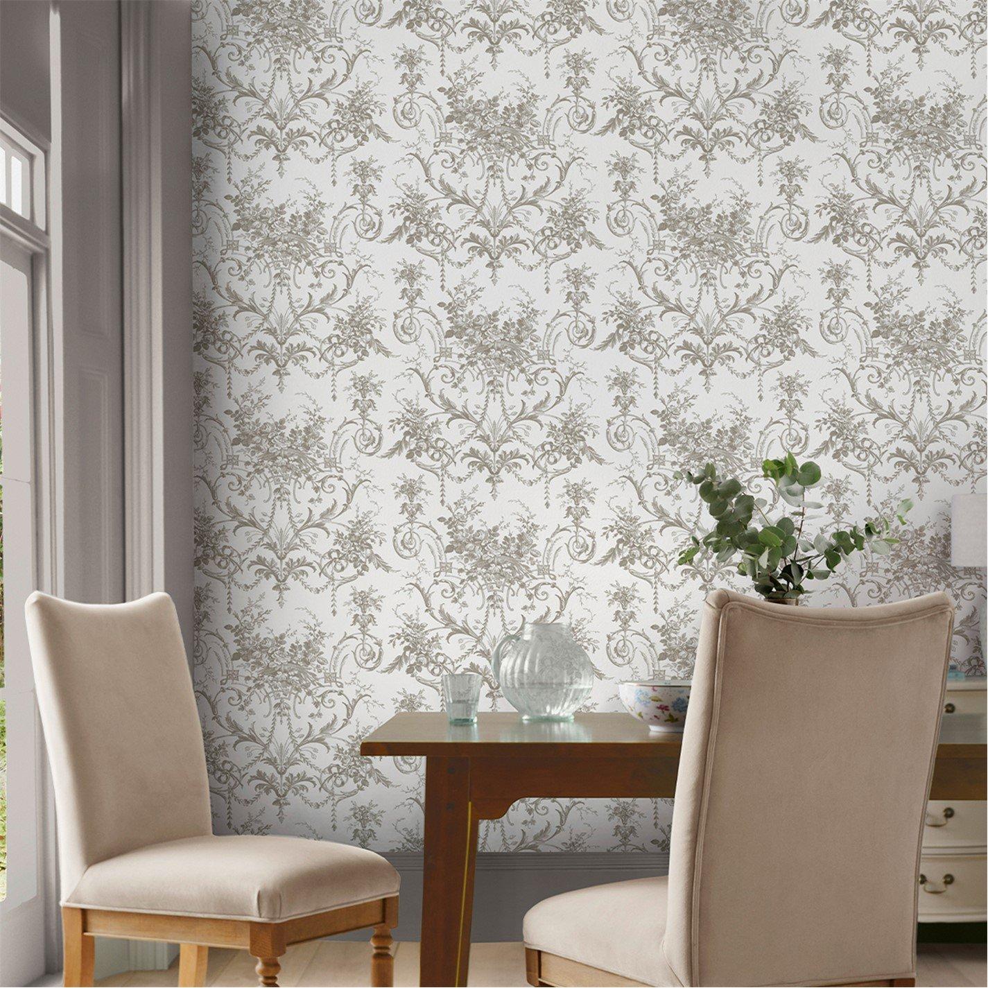 Laura Ashley  Tuileries Dark Dove Wallpaper Grey