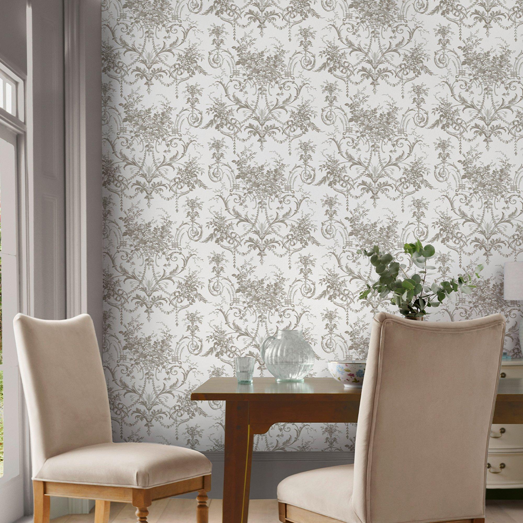 Grey - Laura Ashley - Tuileries Dark Dove Grey Wallpaper - 2