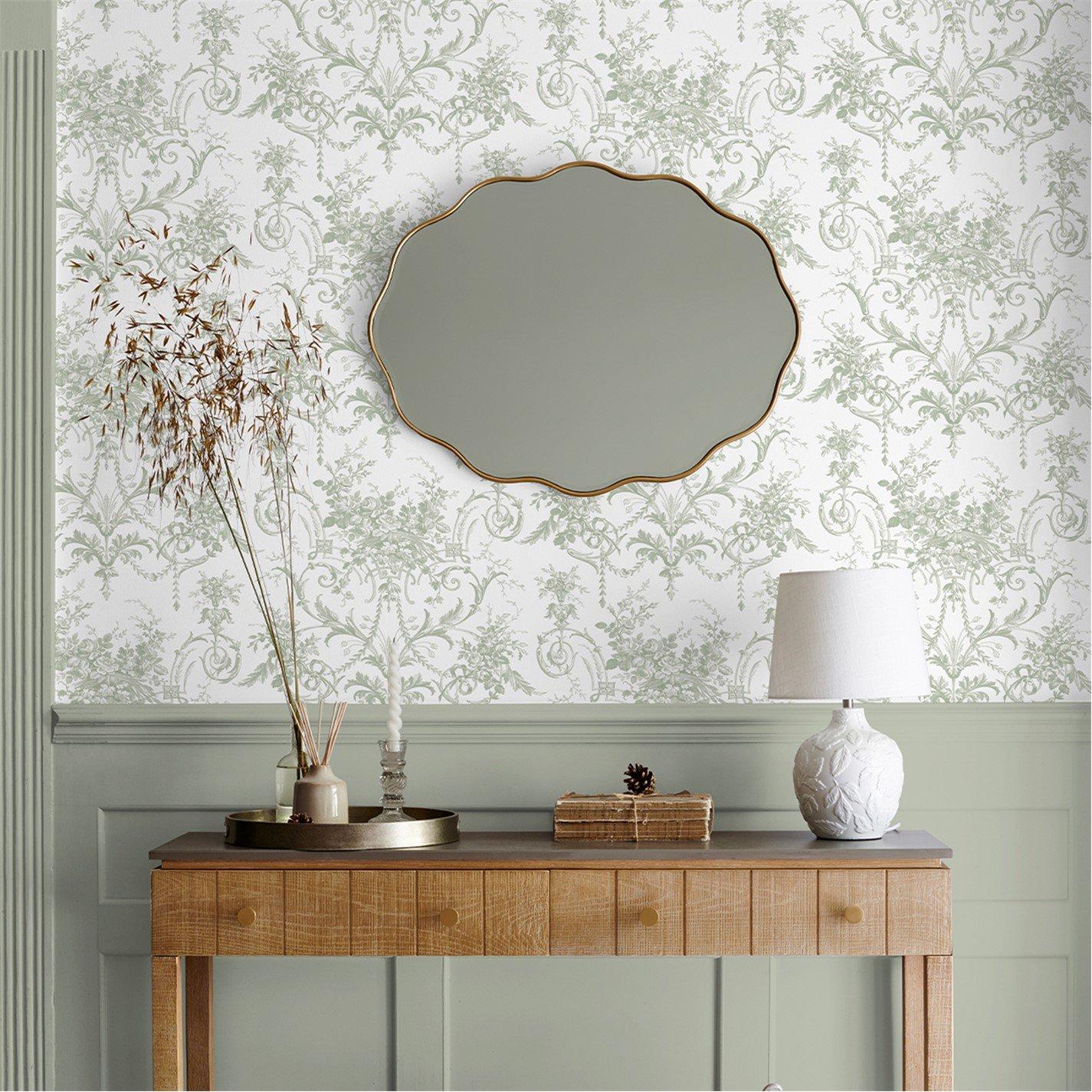 Laura Ashley  Tuileries Sage Wallpaper Green
