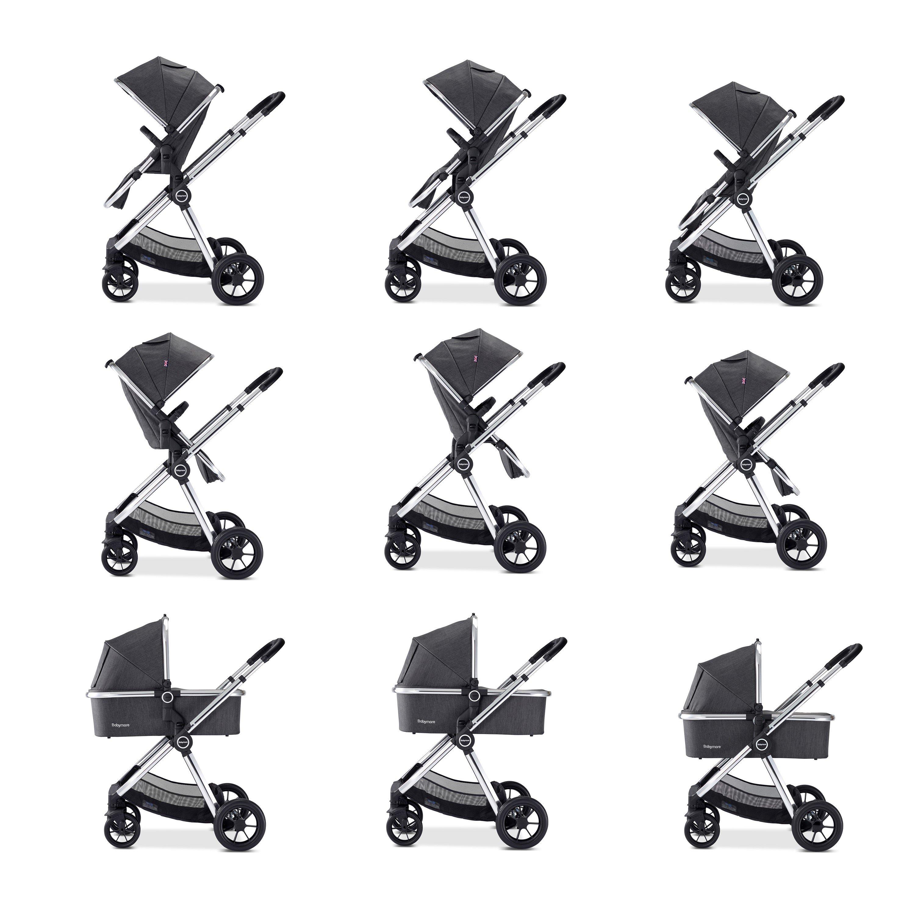 Slate - Babymore - MeMore V2 Pram & Pushchair 11 Piece - Chrome Slate - 5
