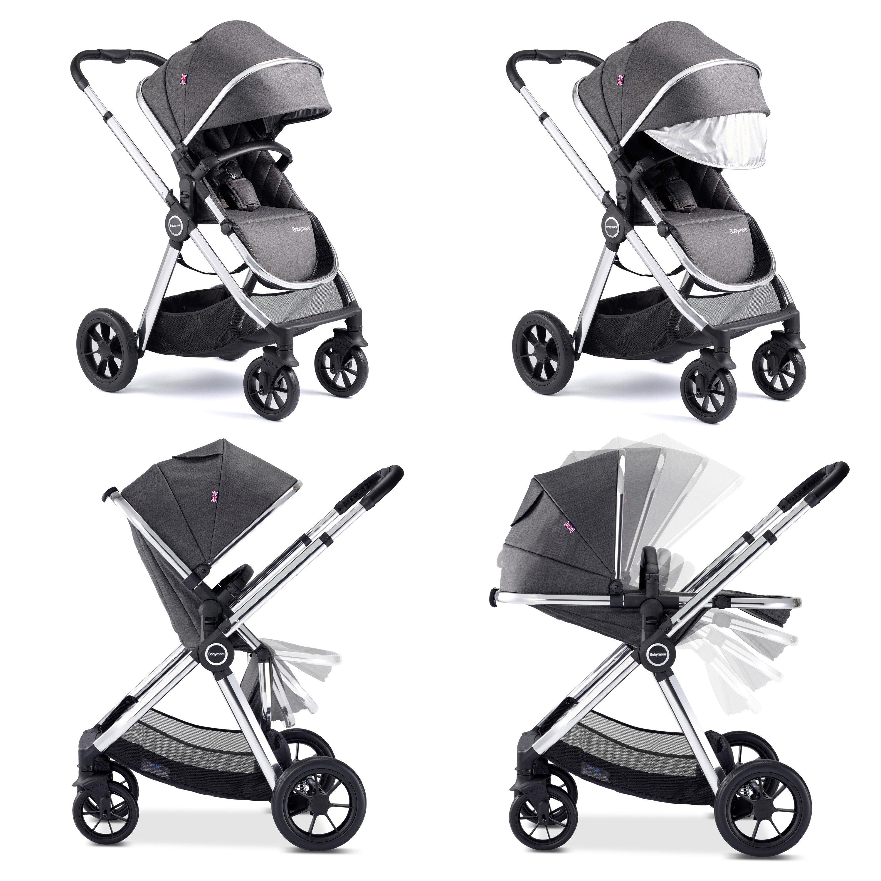 Slate - Babymore - MeMore V2 Pram & Pushchair 11 Piece - Chrome Slate - 6