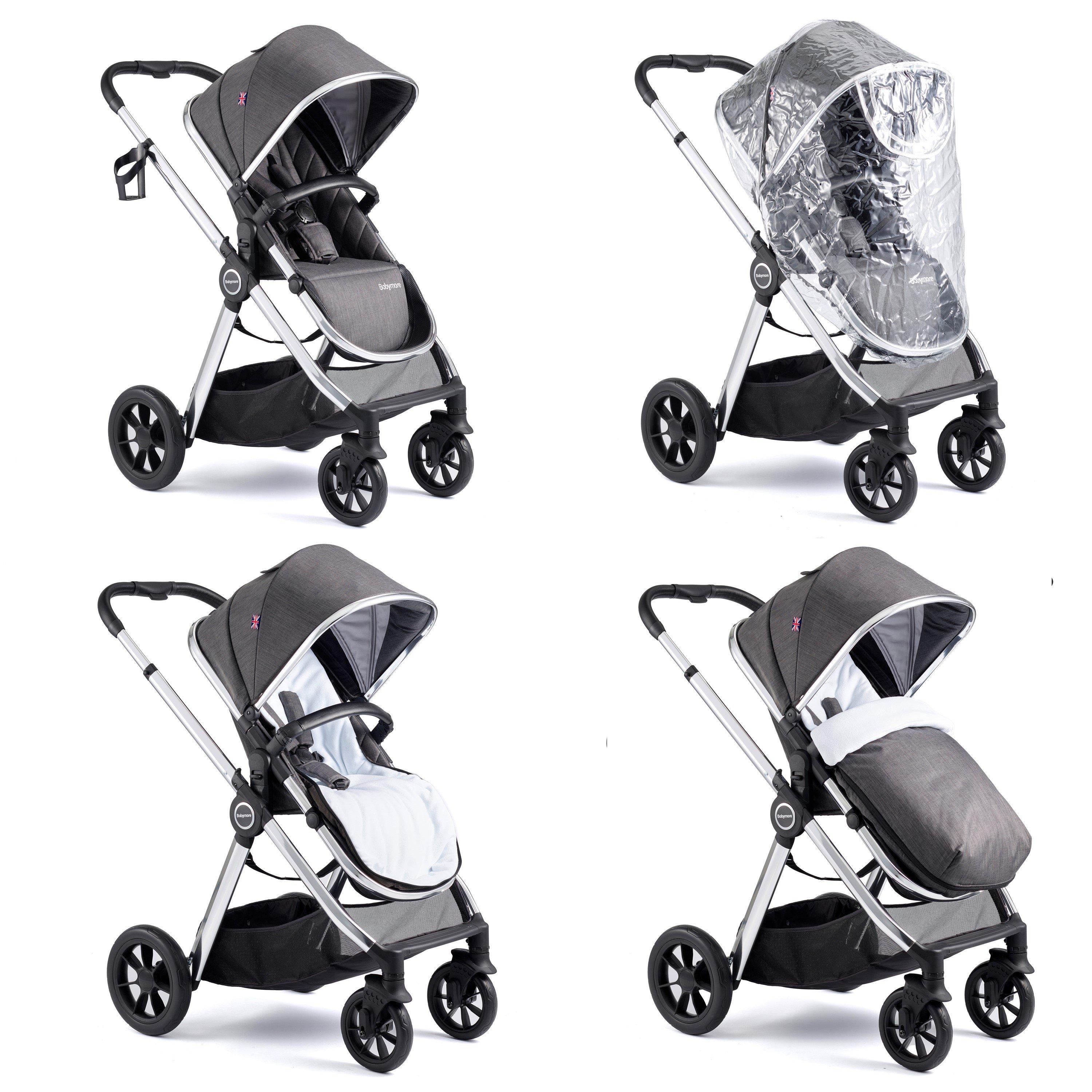 Slate - Babymore - MeMore V2 Pram & Pushchair 11 Piece - Chrome Slate - 7