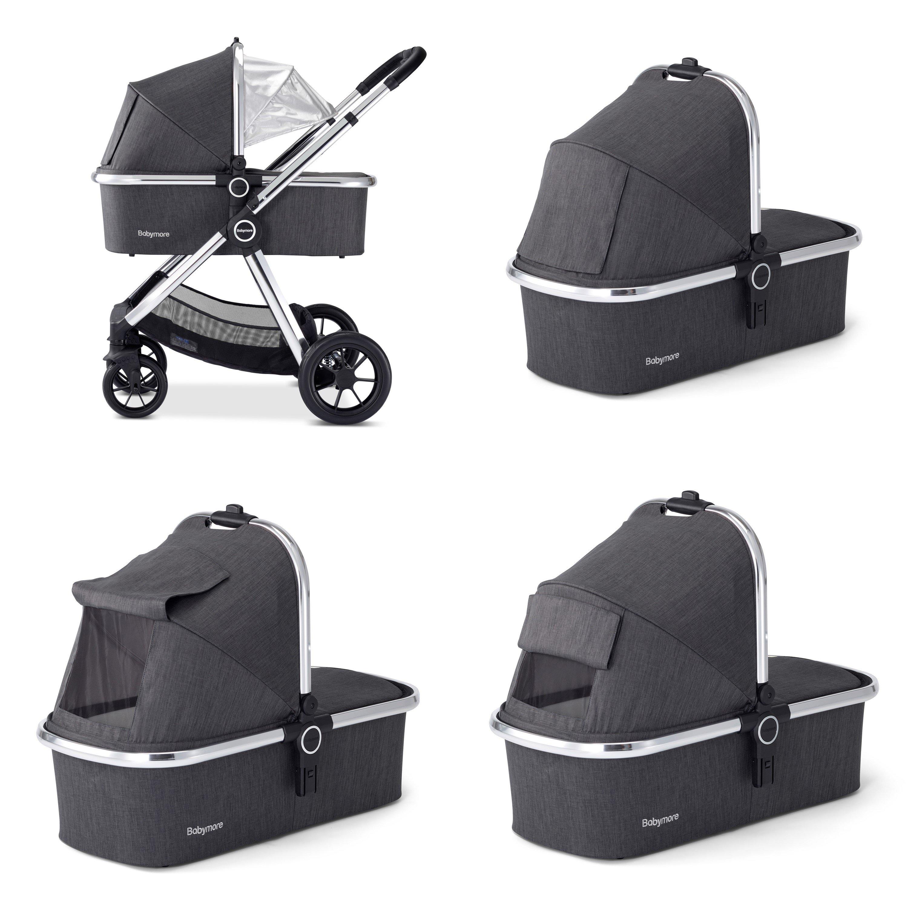 Slate - Babymore - MeMore V2 Pram & Pushchair 11 Piece - Chrome Slate - 9