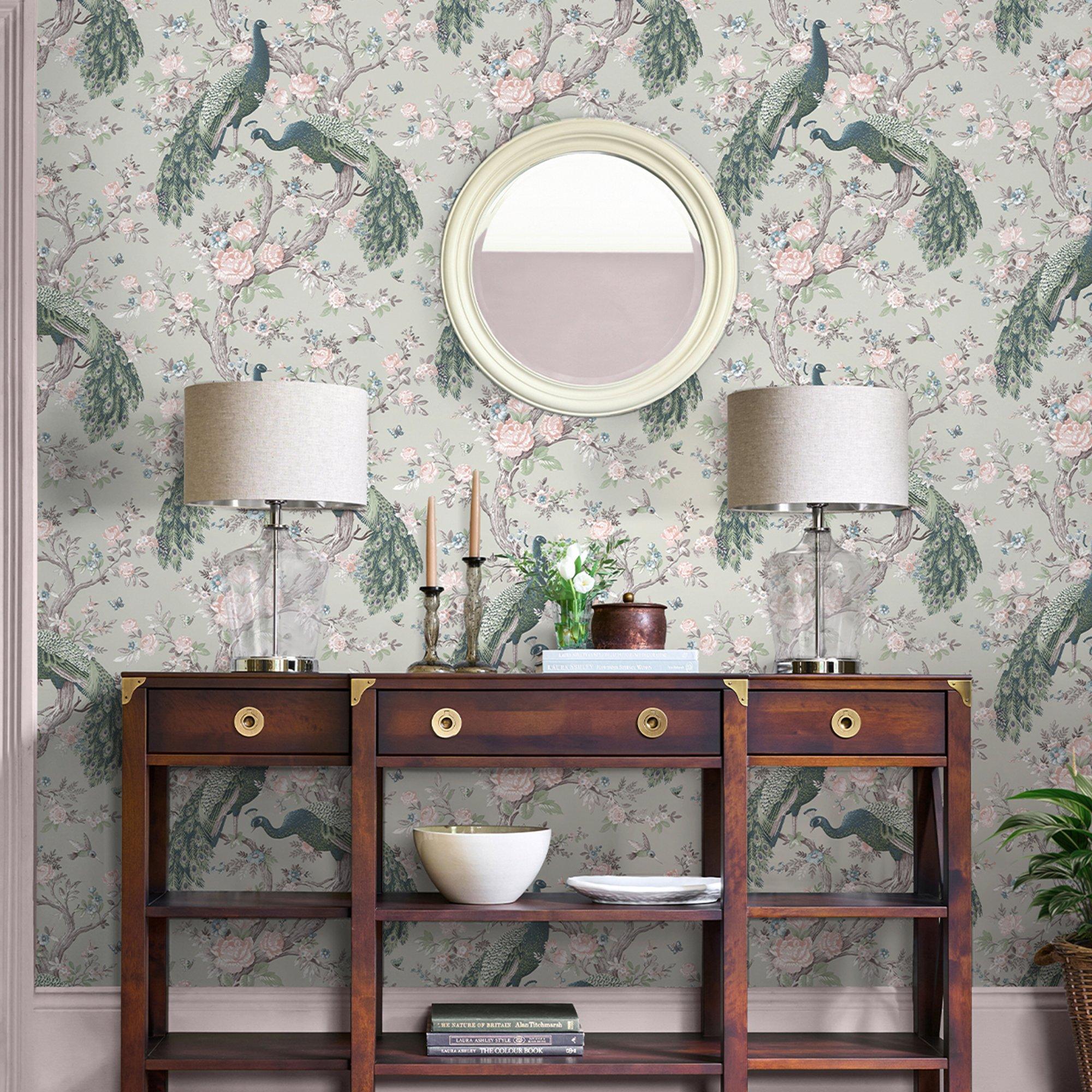 Green - Laura Ashley - Belvedere Sage Green Wallpaper - 1