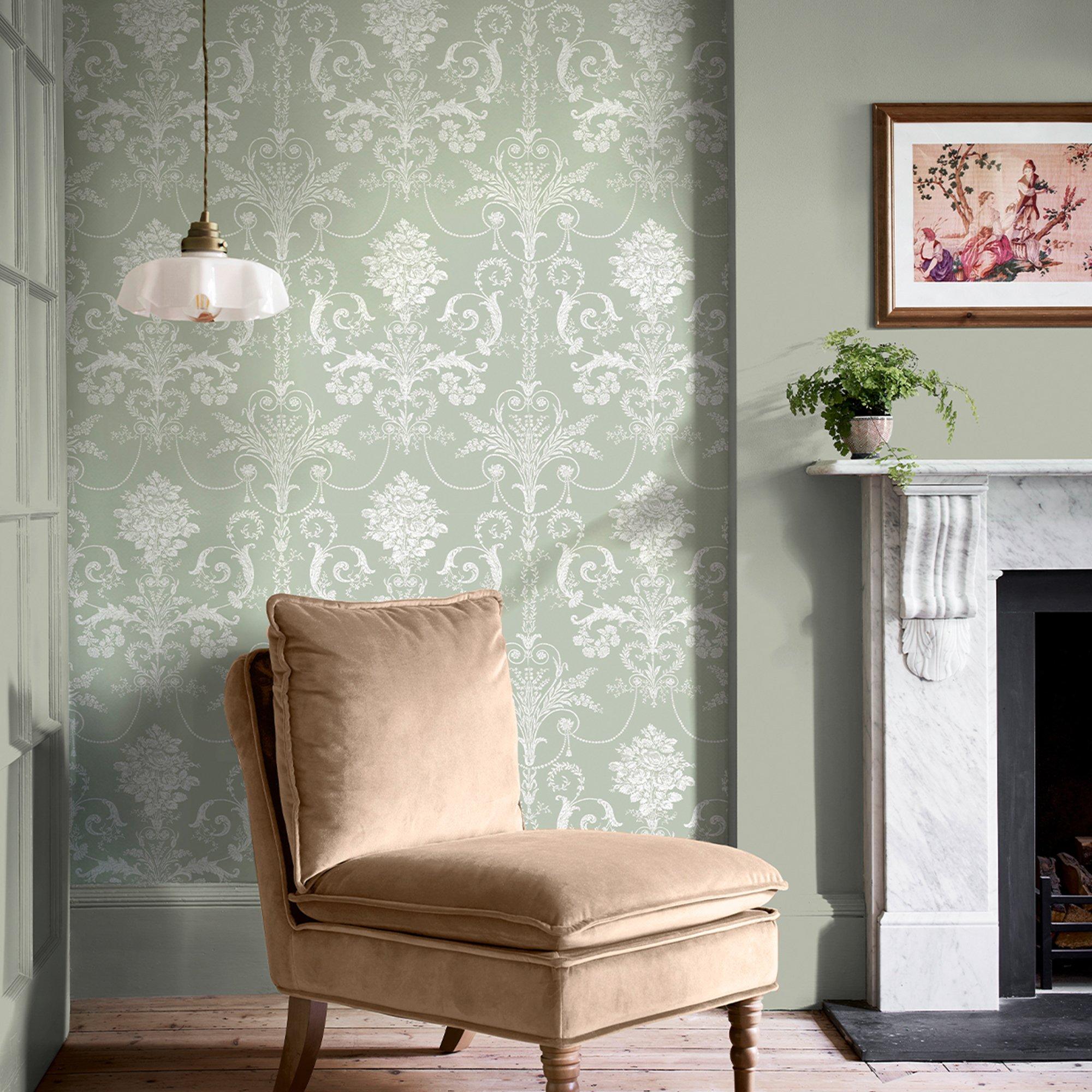 Green - Laura Ashley - Belvedere Sage Green Wallpaper - 1