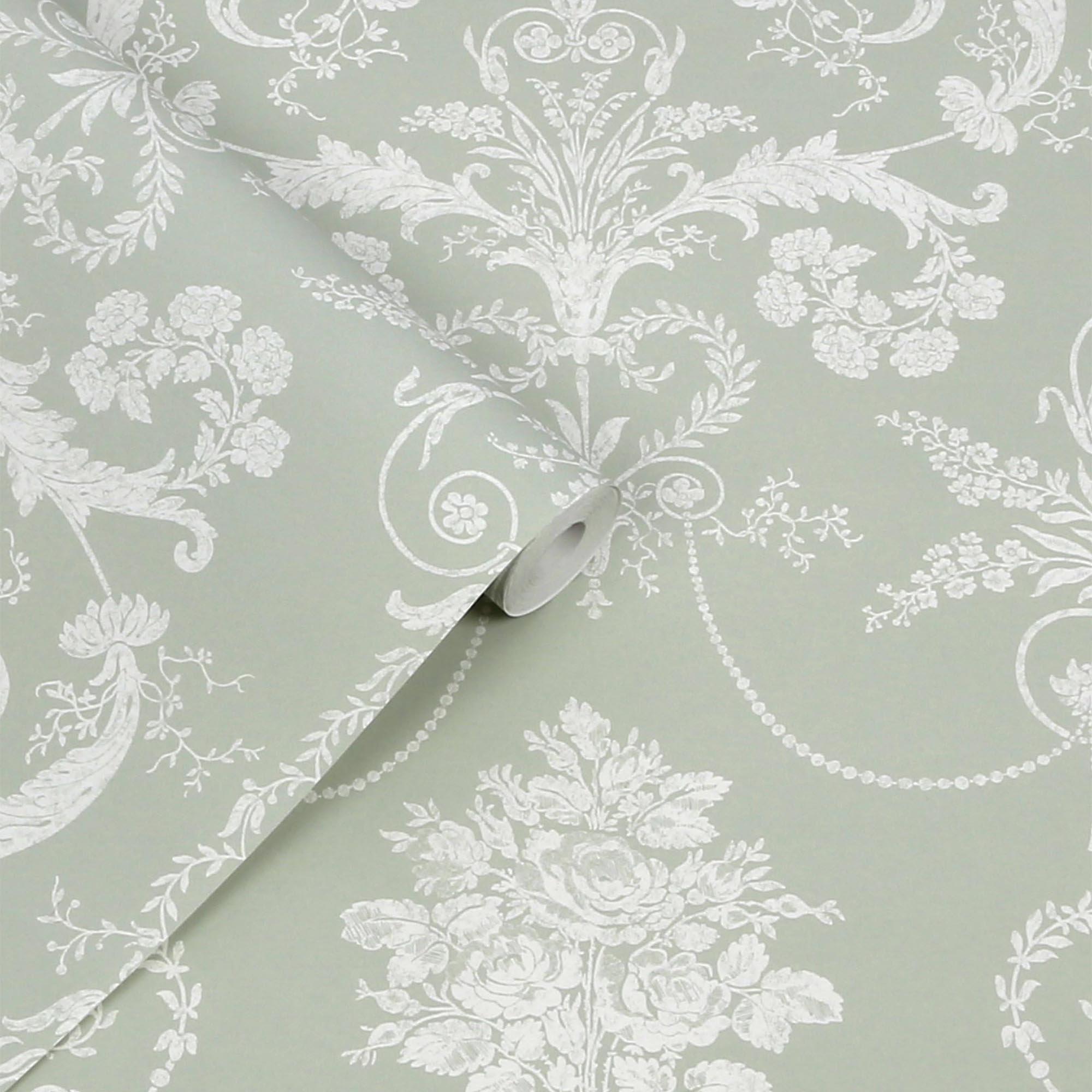 Green - Laura Ashley - Belvedere Sage Green Wallpaper - 4