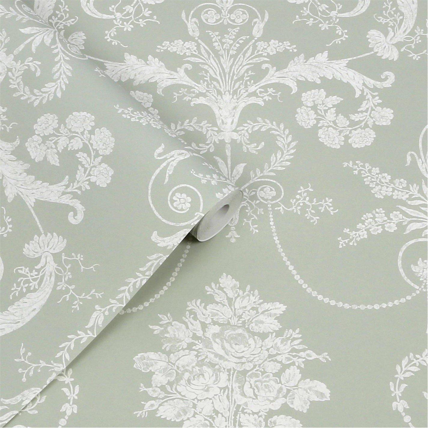 Green - Laura Ashley - Josette Sage Green Wallpaper - 3