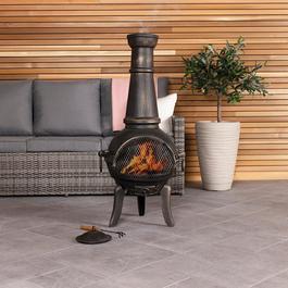 Charles Bentley 120cm Open Bowl Mesh Cast Iron & Steel Chiminea